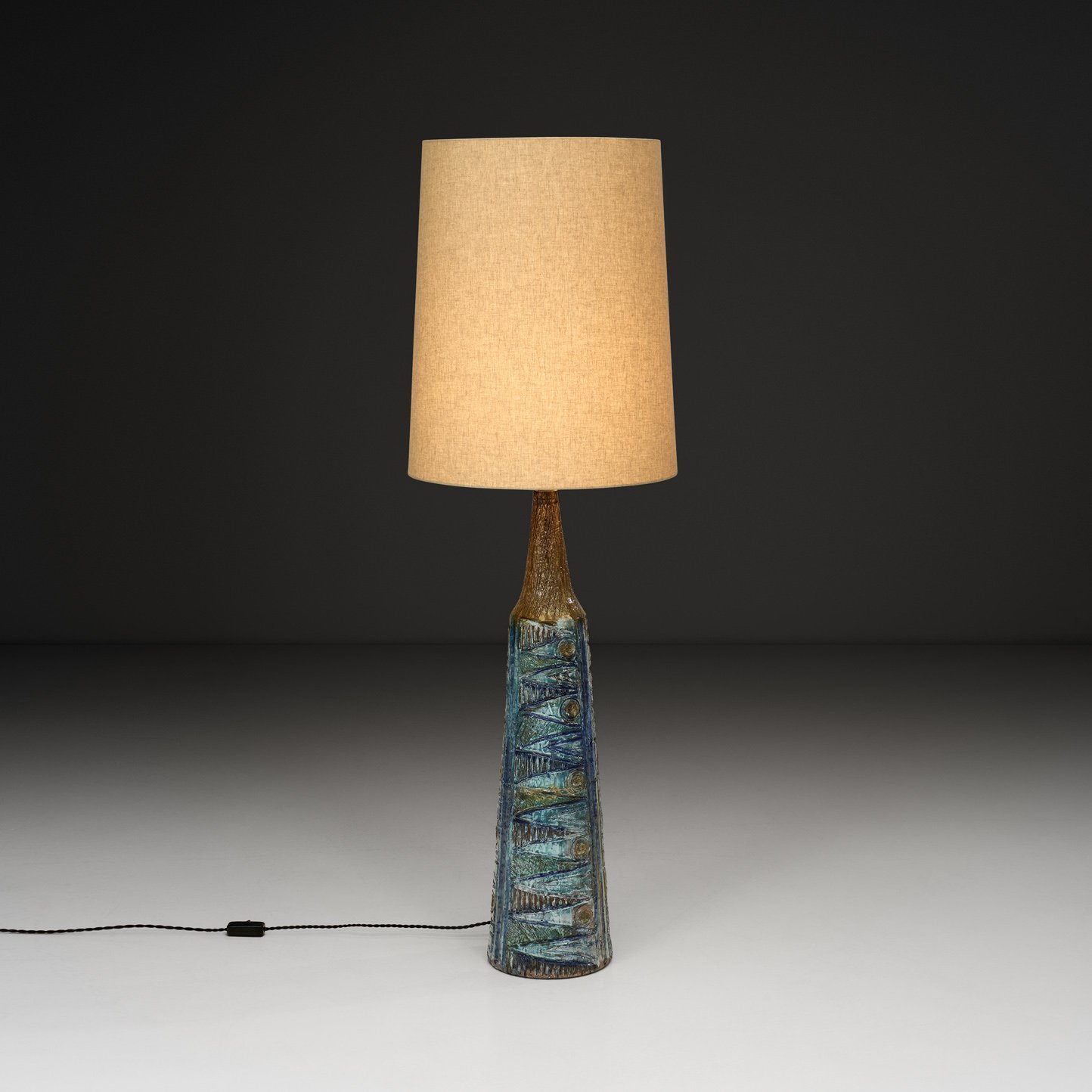 Glazed Ceramic Table Lamp with Geometric Patterns by Jane Wåhlstedt, Sweden 1950s