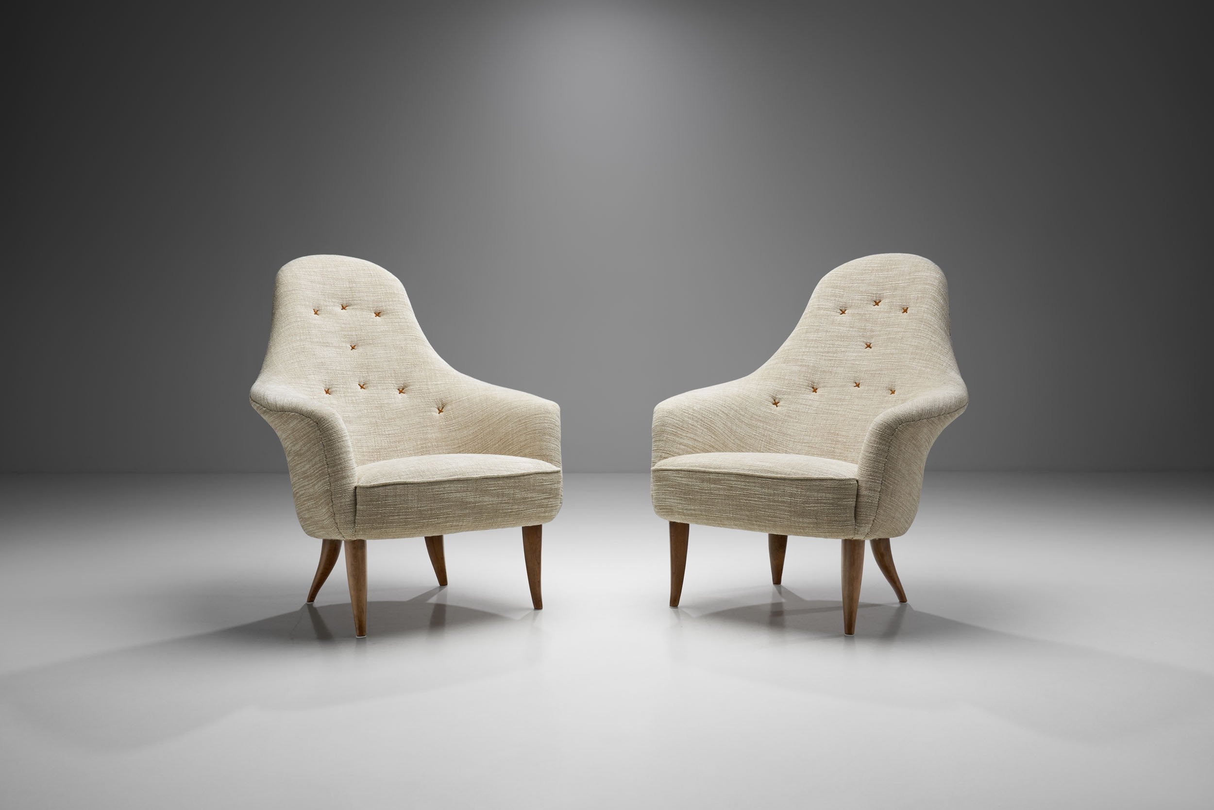 Kerstin Hörlin-Holmquist “Adam” Pair of Easy Chairs for Nordiska Kompaniet, Sweden 1950s