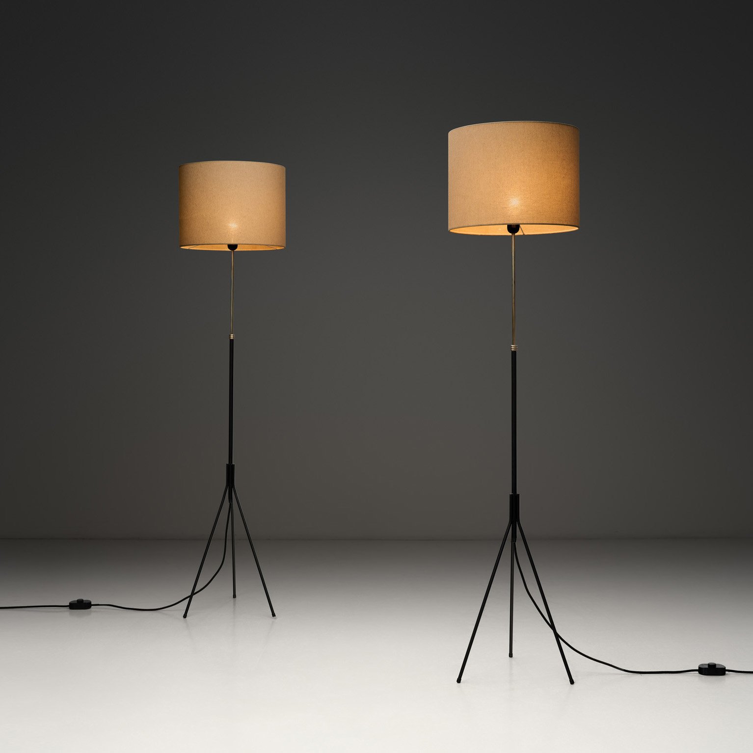 Pair of Tripod Floor Lamps by Svend Aage Holm Sørensen (Attr.), Denmark ca 1960s