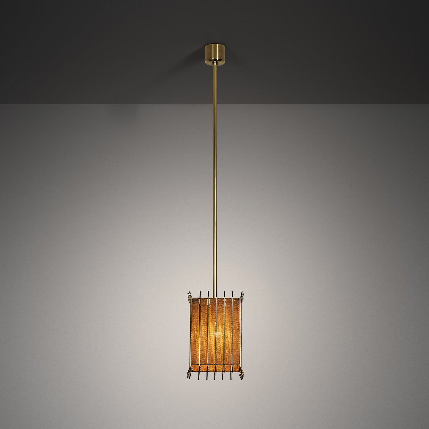 Square Brass and Lace Ceiling Lamp, Sweden 1960s