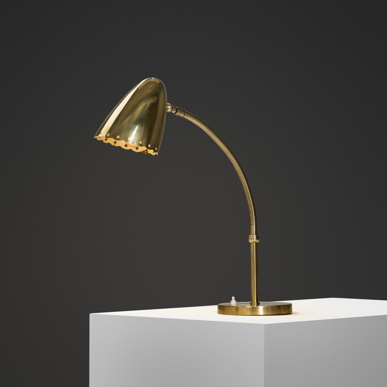 Flexible Brass Table Lamp with Adjustable Screen, Scandinavia First Half of the 20th Century