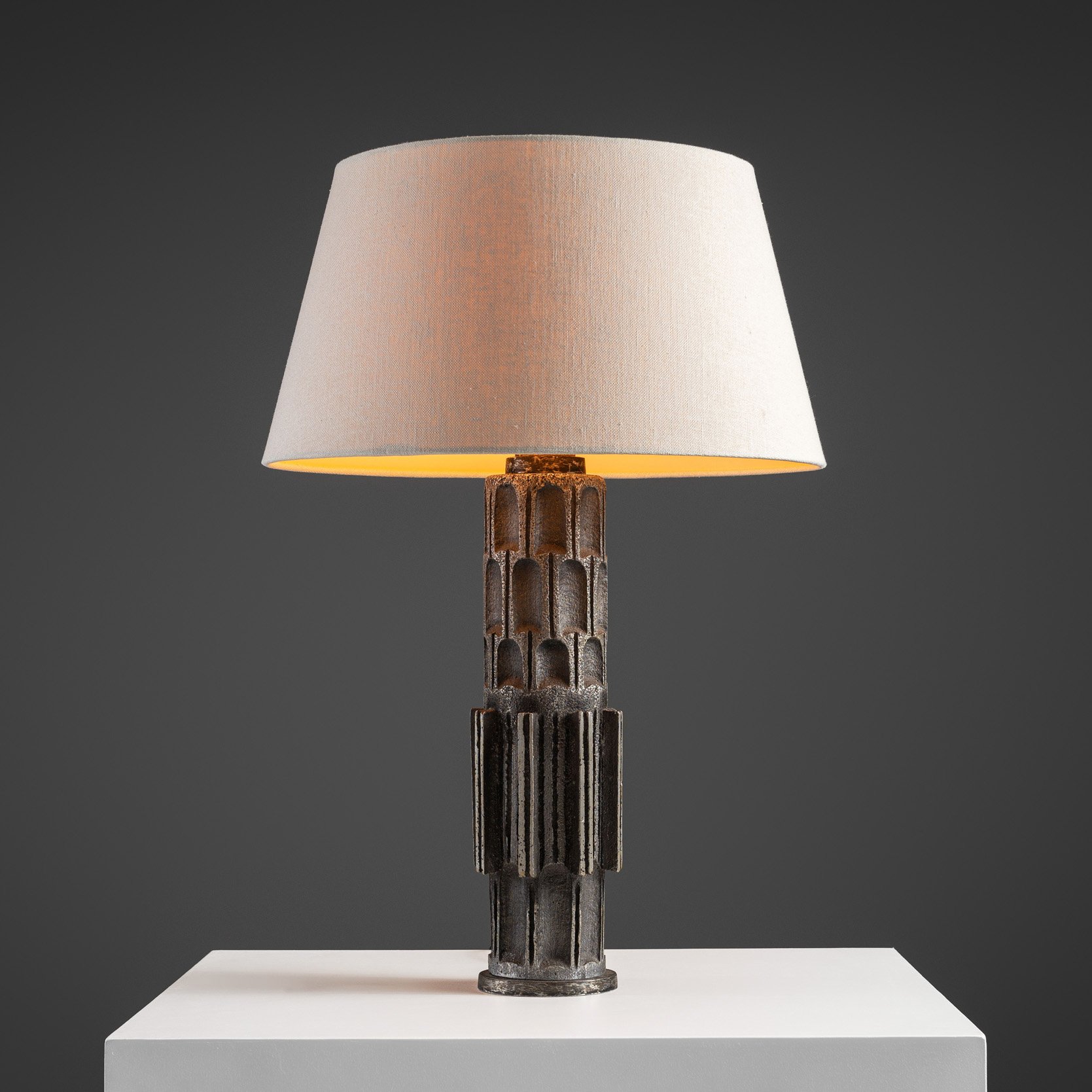 Brutalist Table Lamp in Cast Aluminium, Europe Mid-20th Century