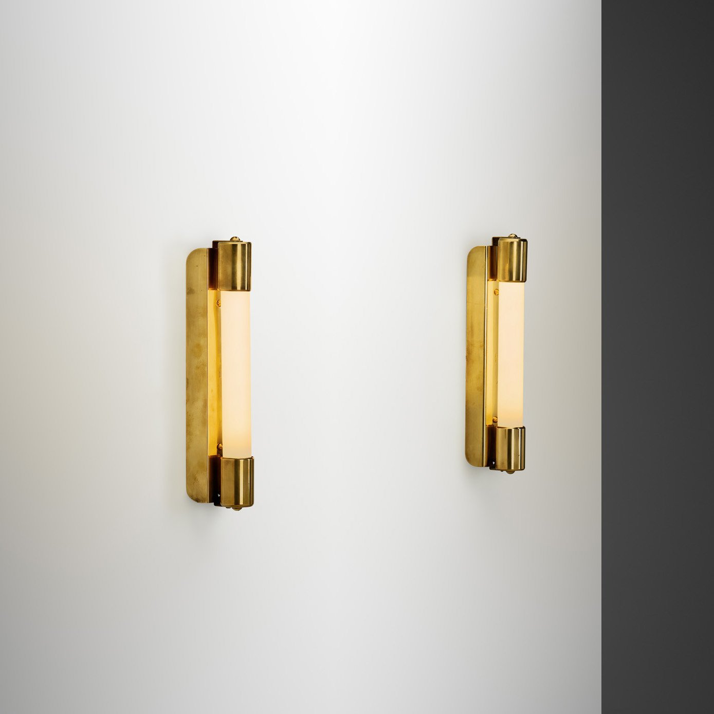 Pair of Brass Model "71032" Wall Lamps by Mauri Almari for Idman, Finland 1950s