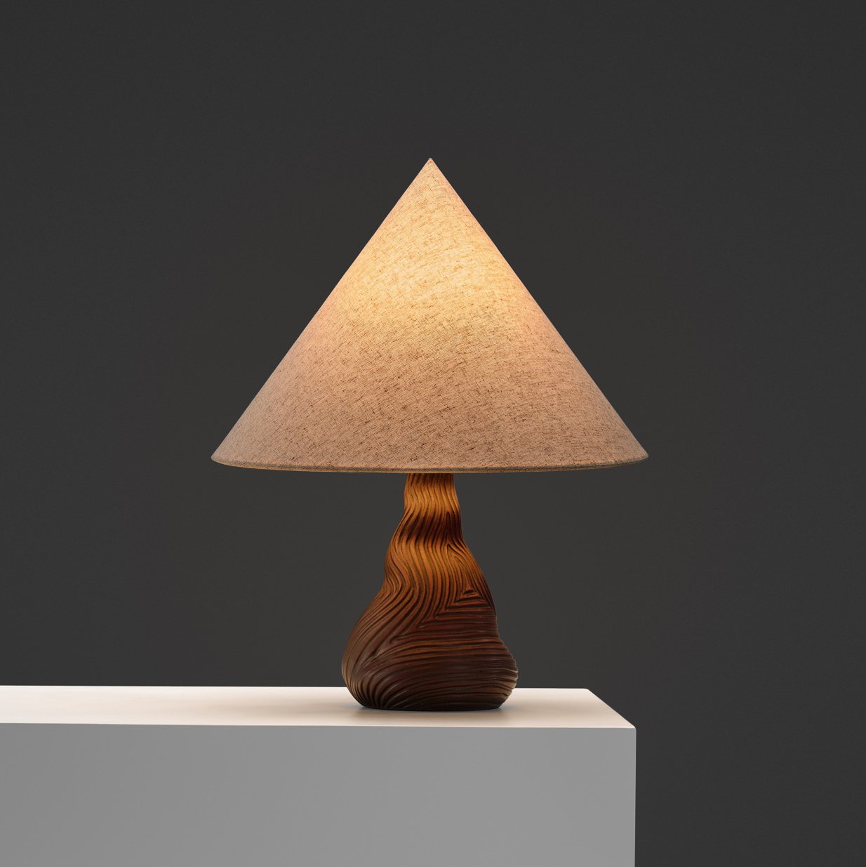 Glazed Sculptural Table Lamp with Fluid Pattern by Niels Preben Larsen, Denmark 1970s