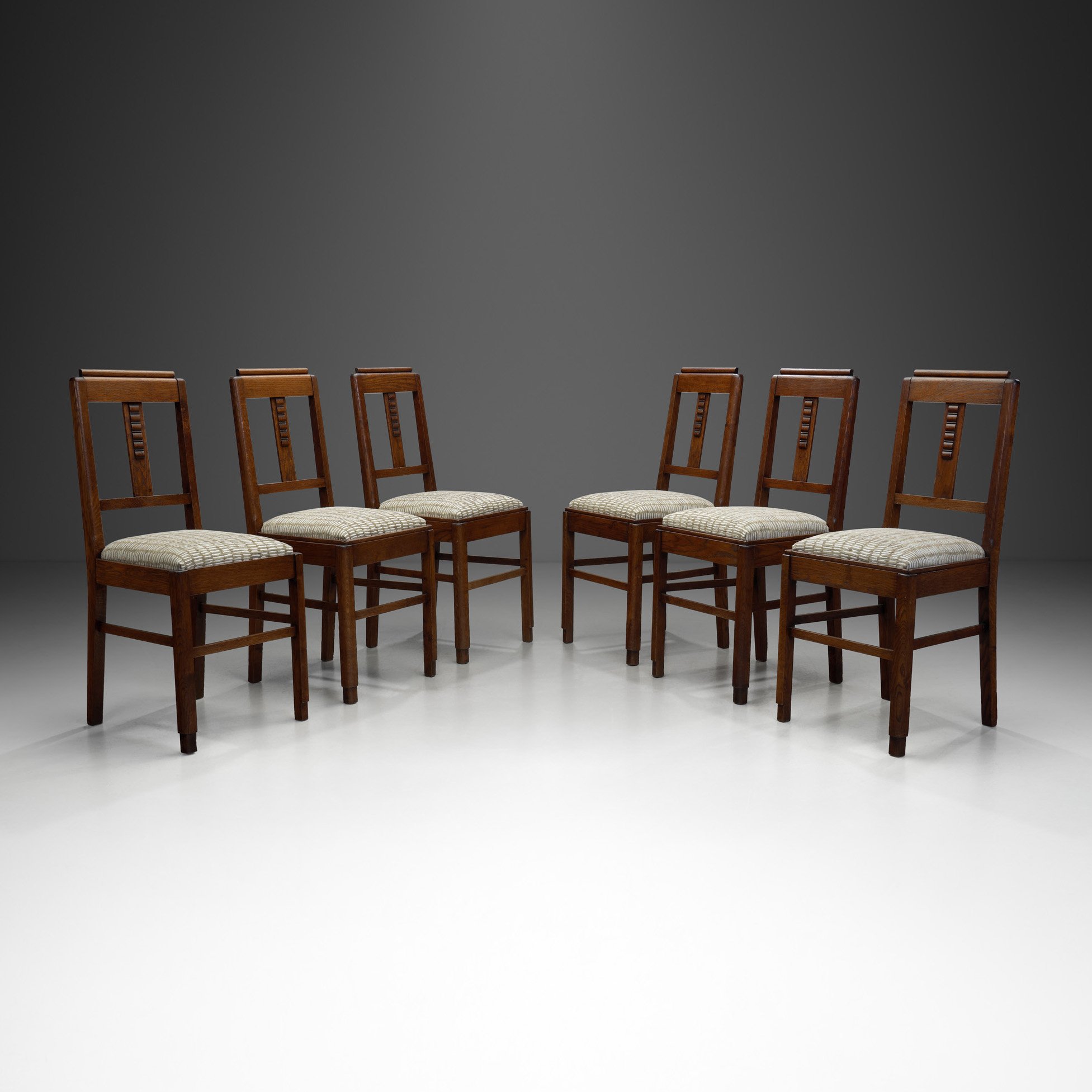 A Set of Six Art Deco Dining Chairs, Europe Early 20th century