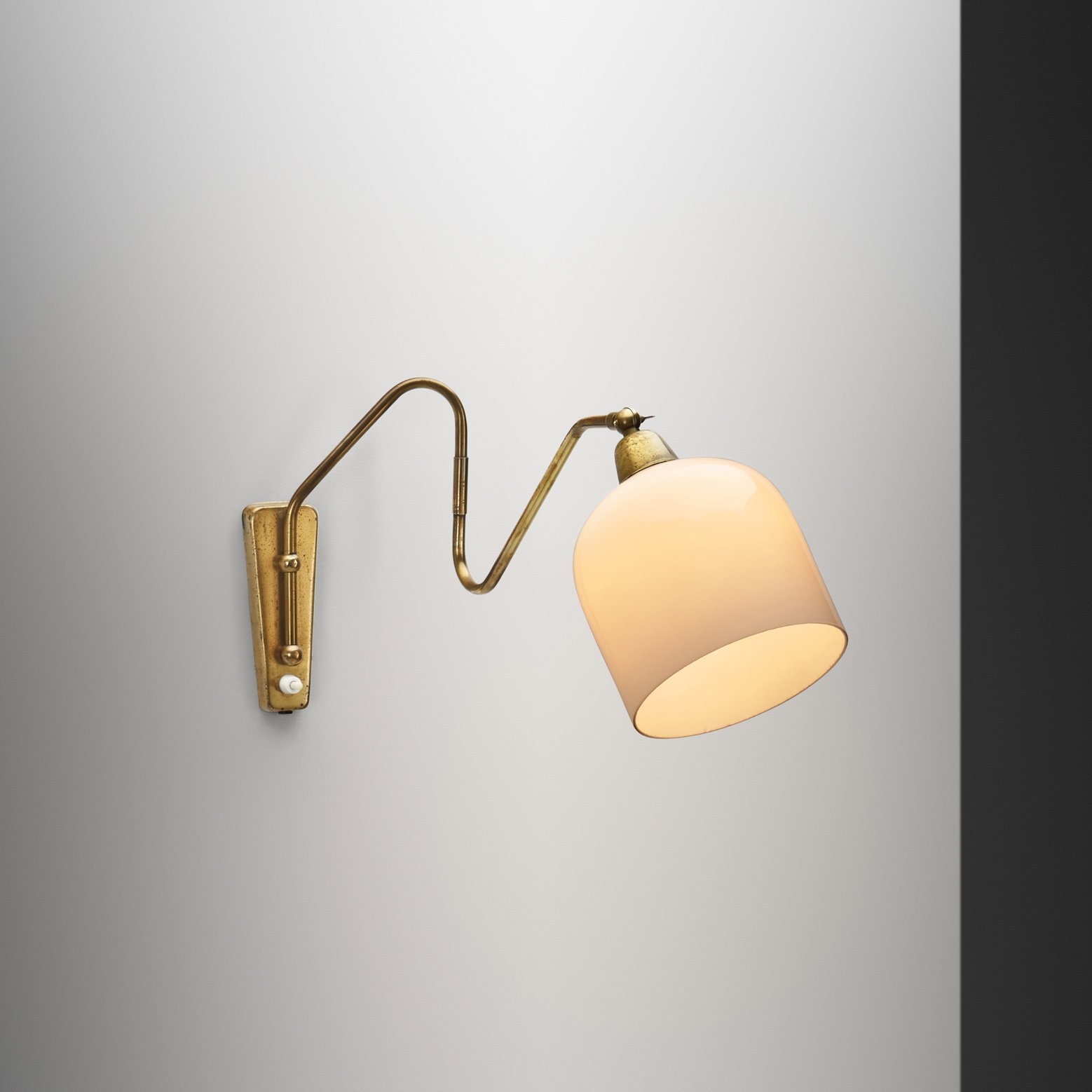 Brass Wall Lamp with Swivel Arm, Denmark ca 1940s