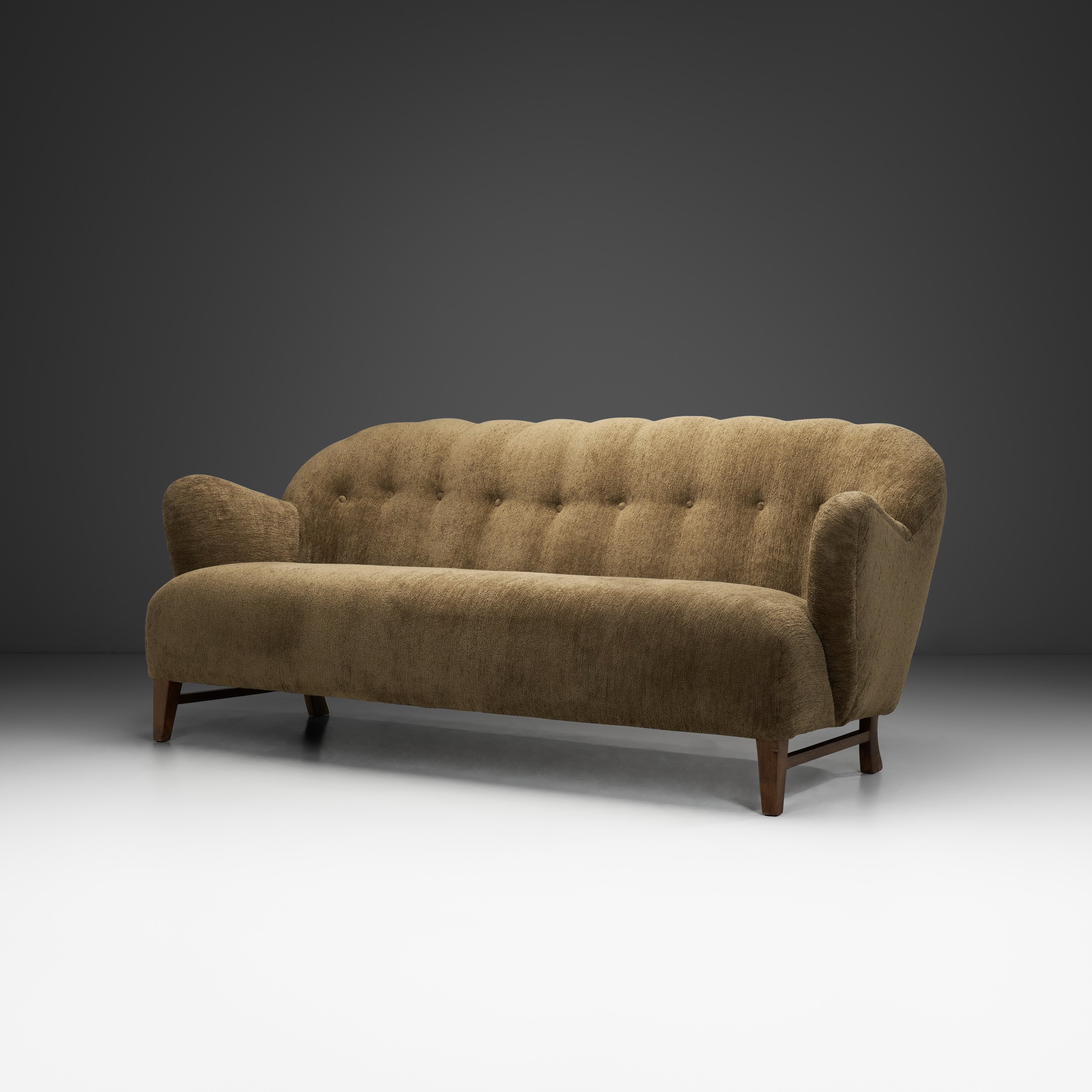 Danish Cabinetmaker Upholstered Sofa, Denmark Mid-20th Century
