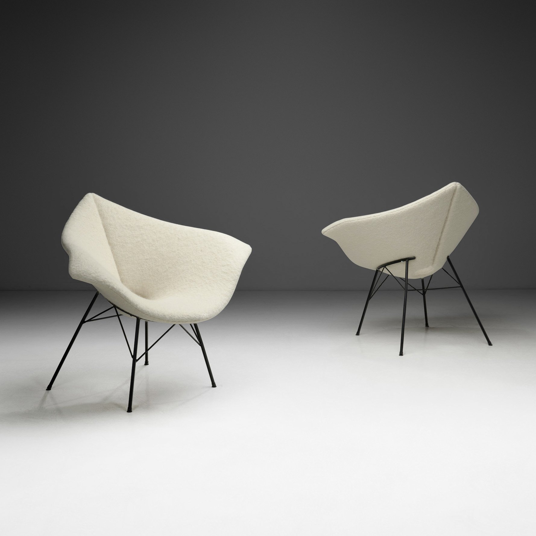 Pair of "Aquilone" Lounge Chairs by Luigi “Gigi” Radice for Ambrogi Salotti, Italy 1950s