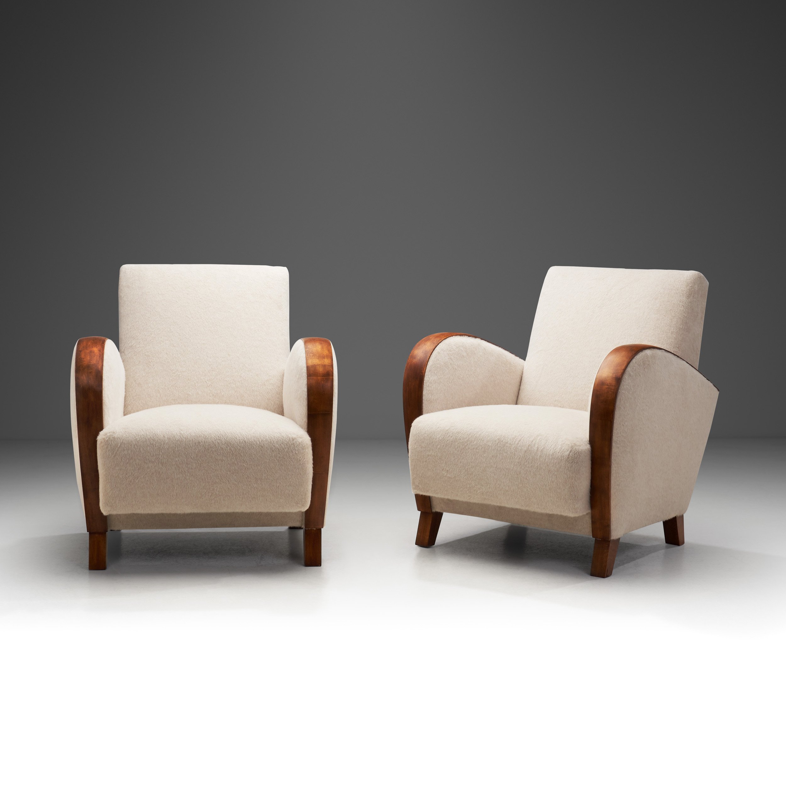 A Pair of Lounge Chairs with Birch Overlays, Europe circa 1930s (sold)