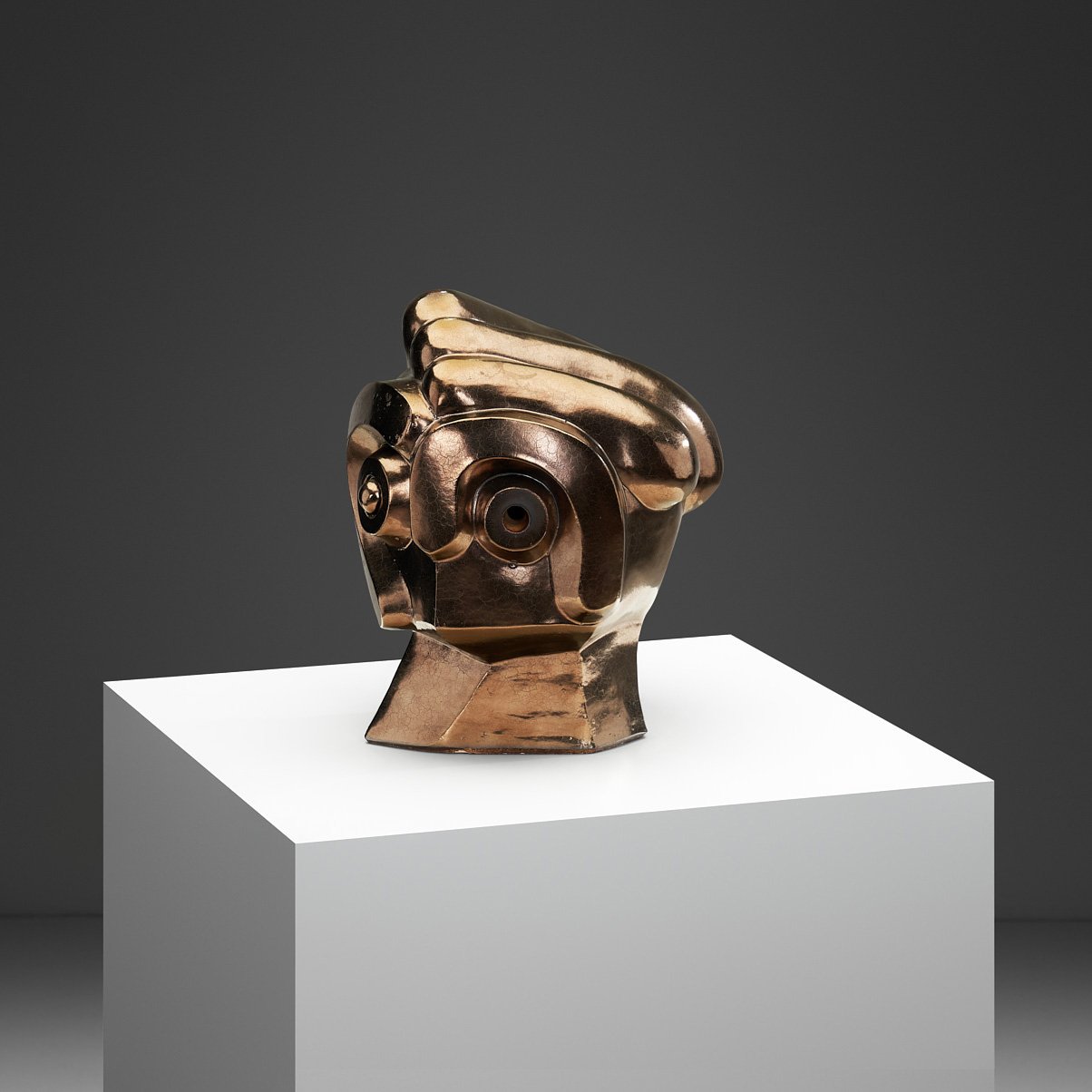 Glazed Ceramic Head Sculpture by Roy Terbeek, The Netherlands 1994