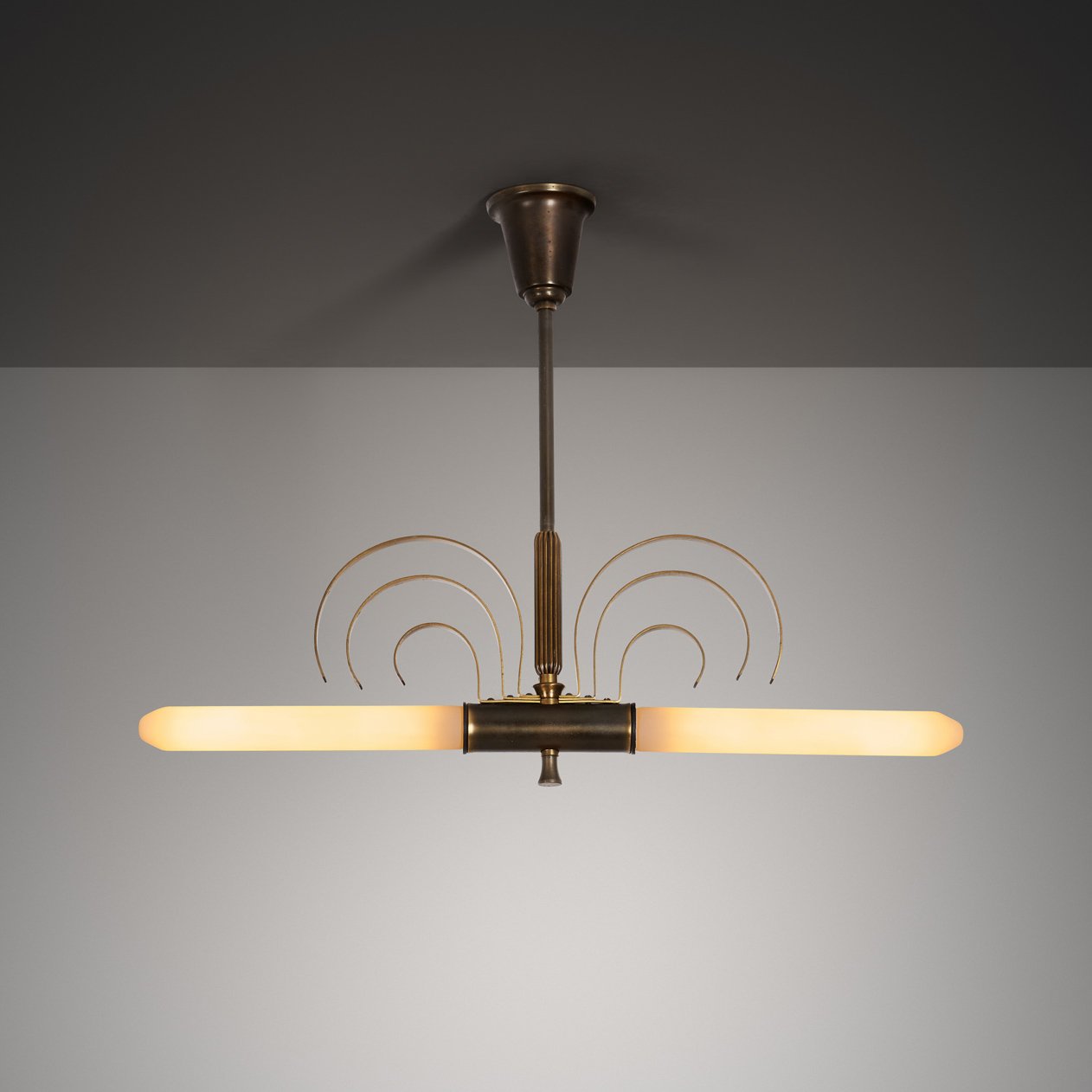 Danish Art Deco Brass Hanging Lamp, Denmark 1940s