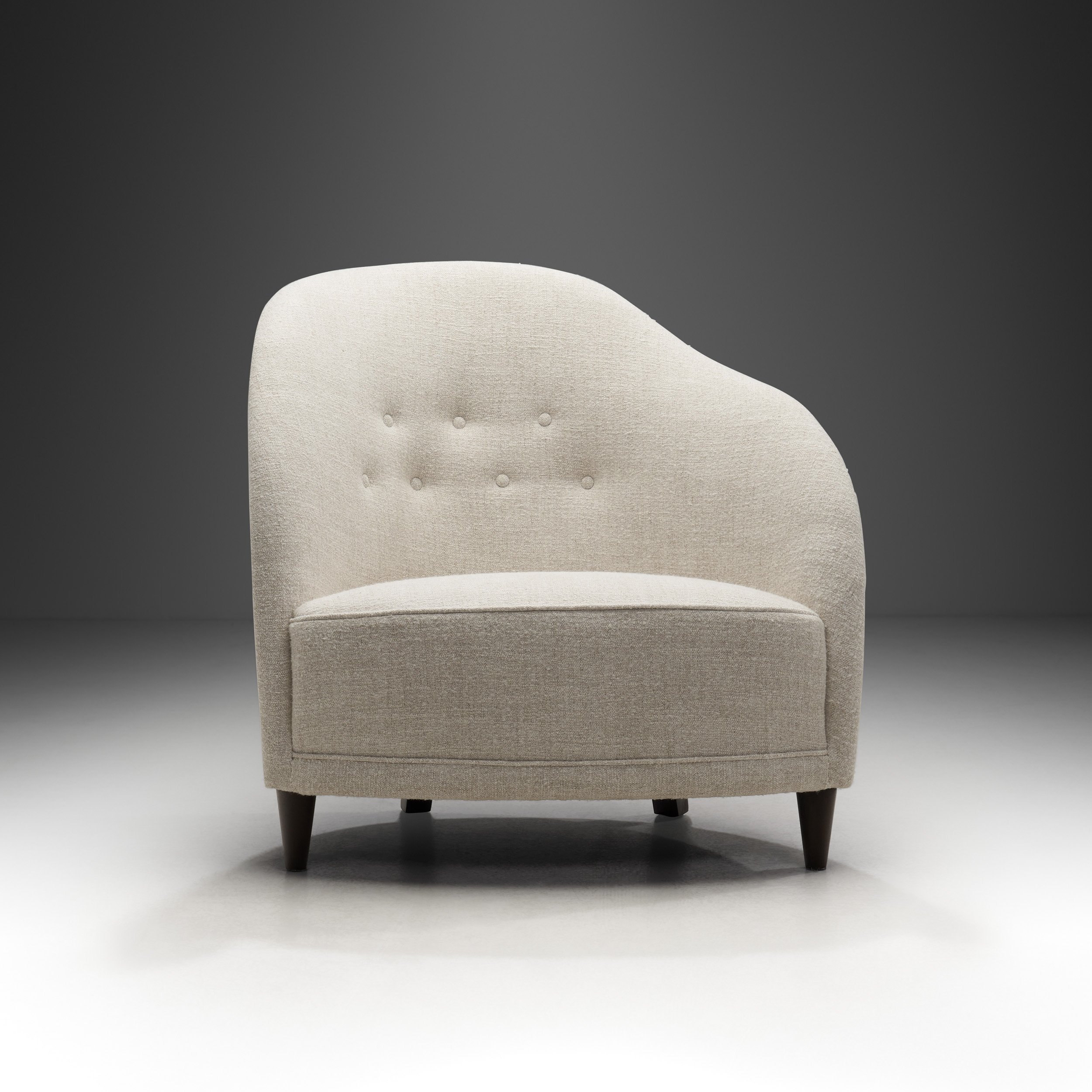 Asymmetrical Fluid Shape European Lounge Chair, Europe 1950s (sold)