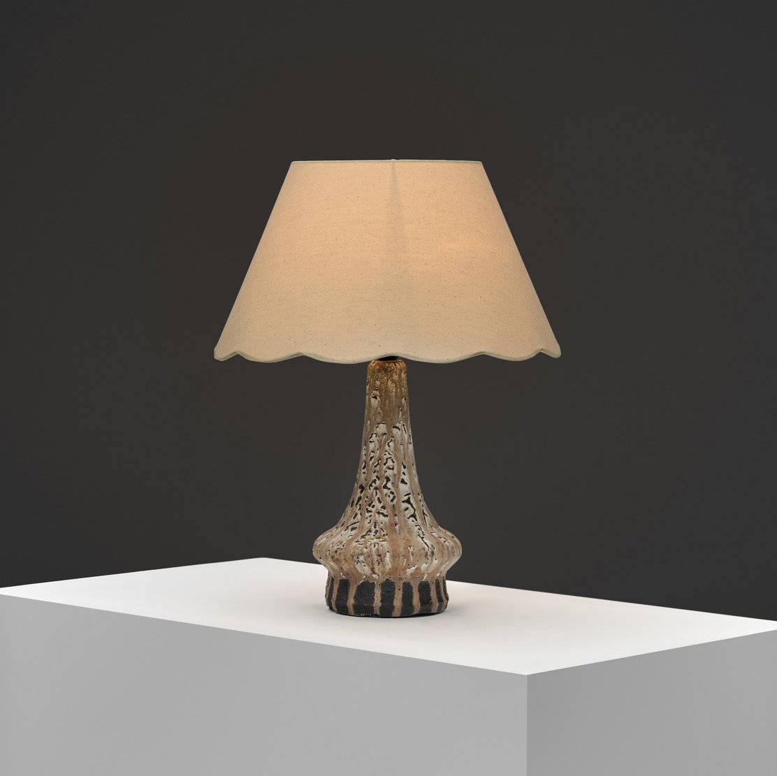 Partially Glazed Stoneware Table Lamp by Henry Nielsen and Else Nielsen for Henri Keramik, Denmark Second Half of the 20th Century