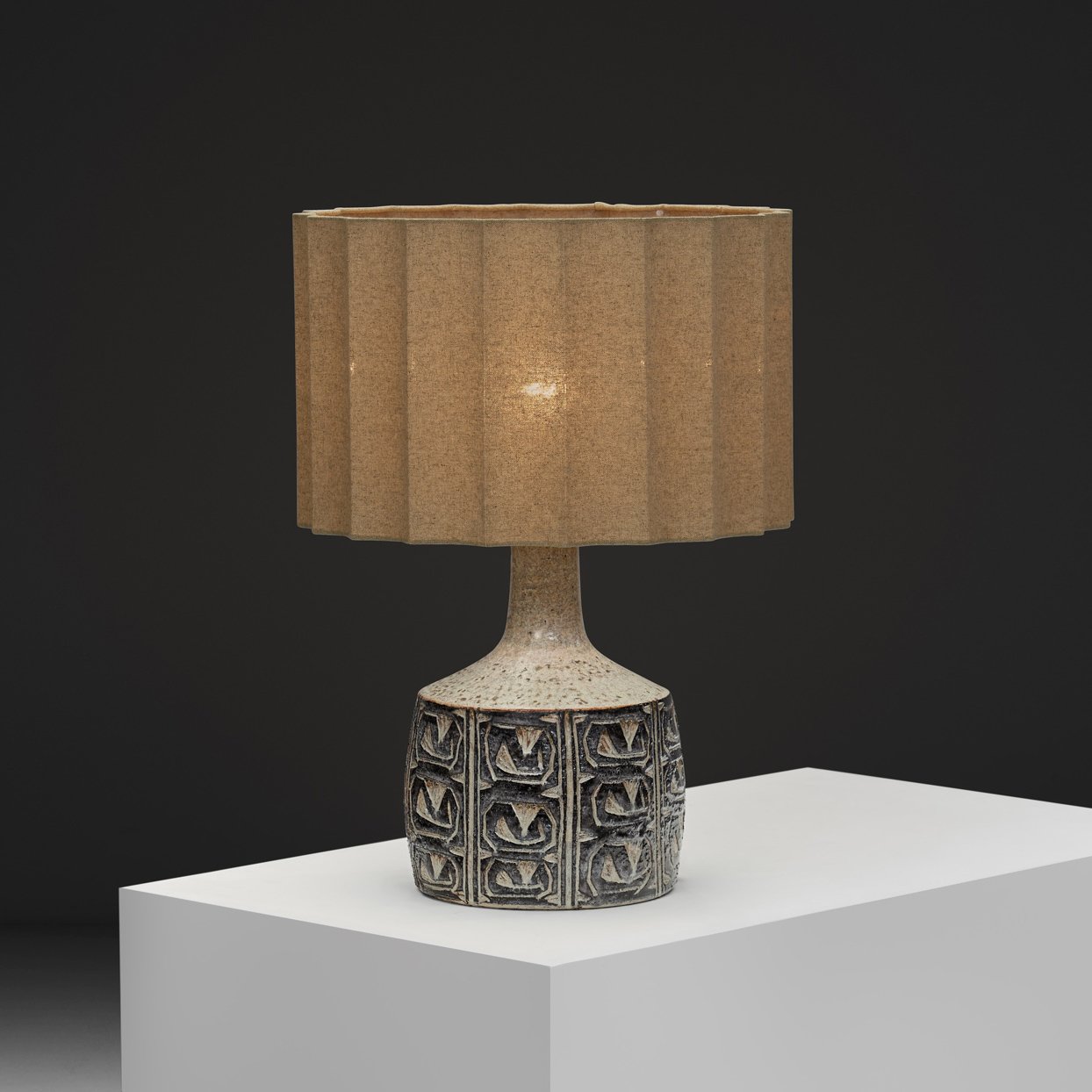 Glazed Table Lamp "648" with Indented Patterns by Jette Hellerøe for Axella, Denmark 1970s