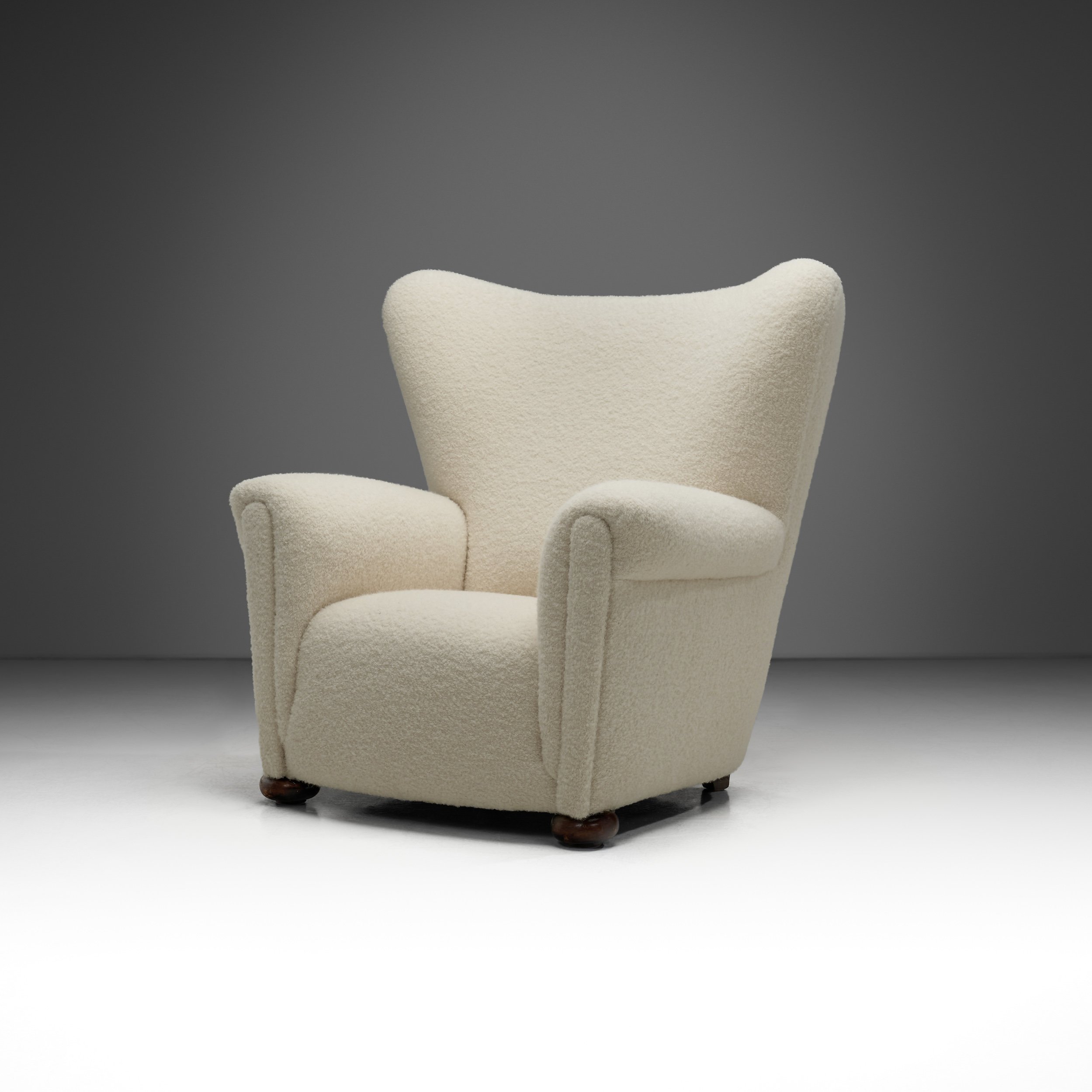 European Armchair in White Upholstery, Europe 20th Century