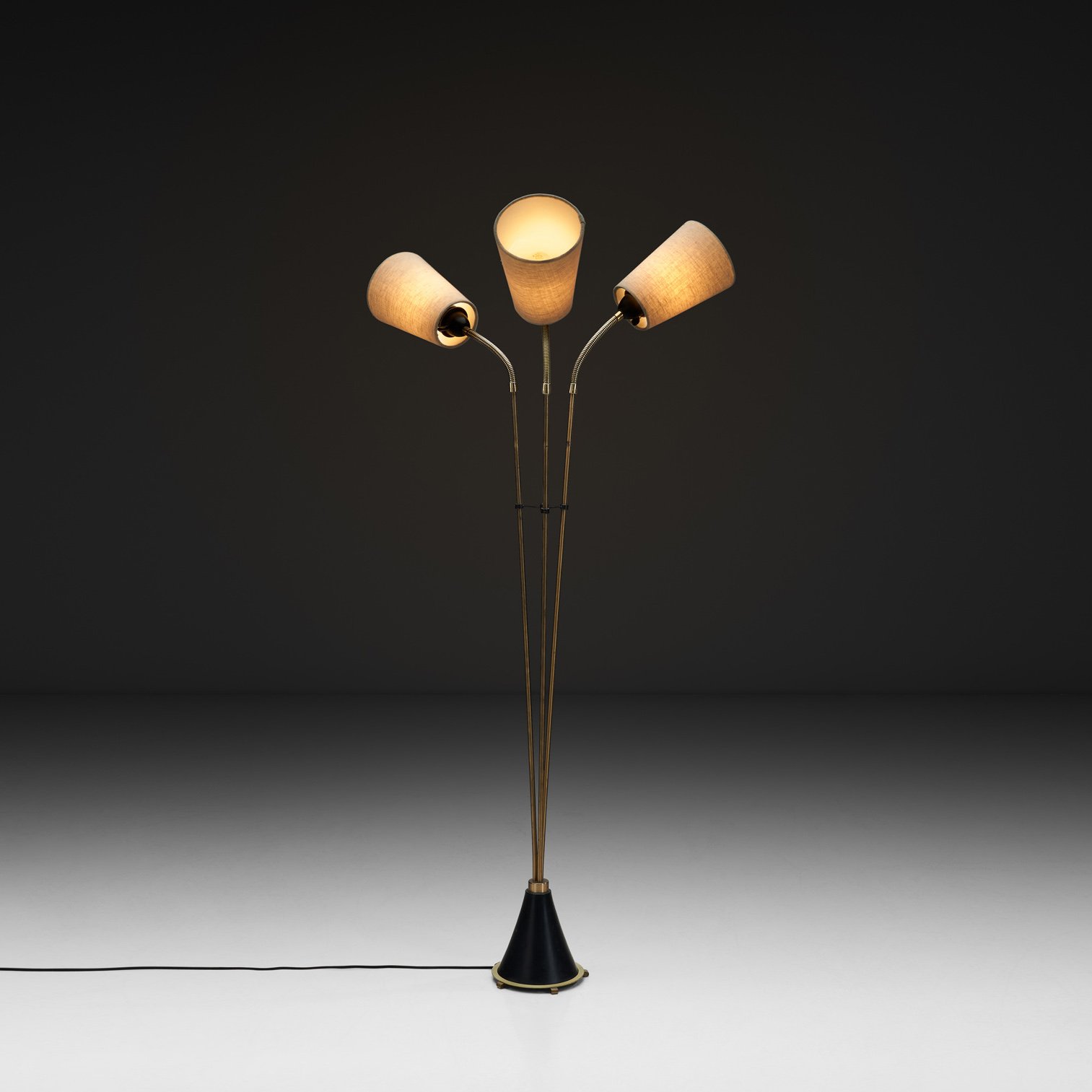 Swedish Floor Lamp with Three Adjustable Arms, Sweden Mid-20th Century