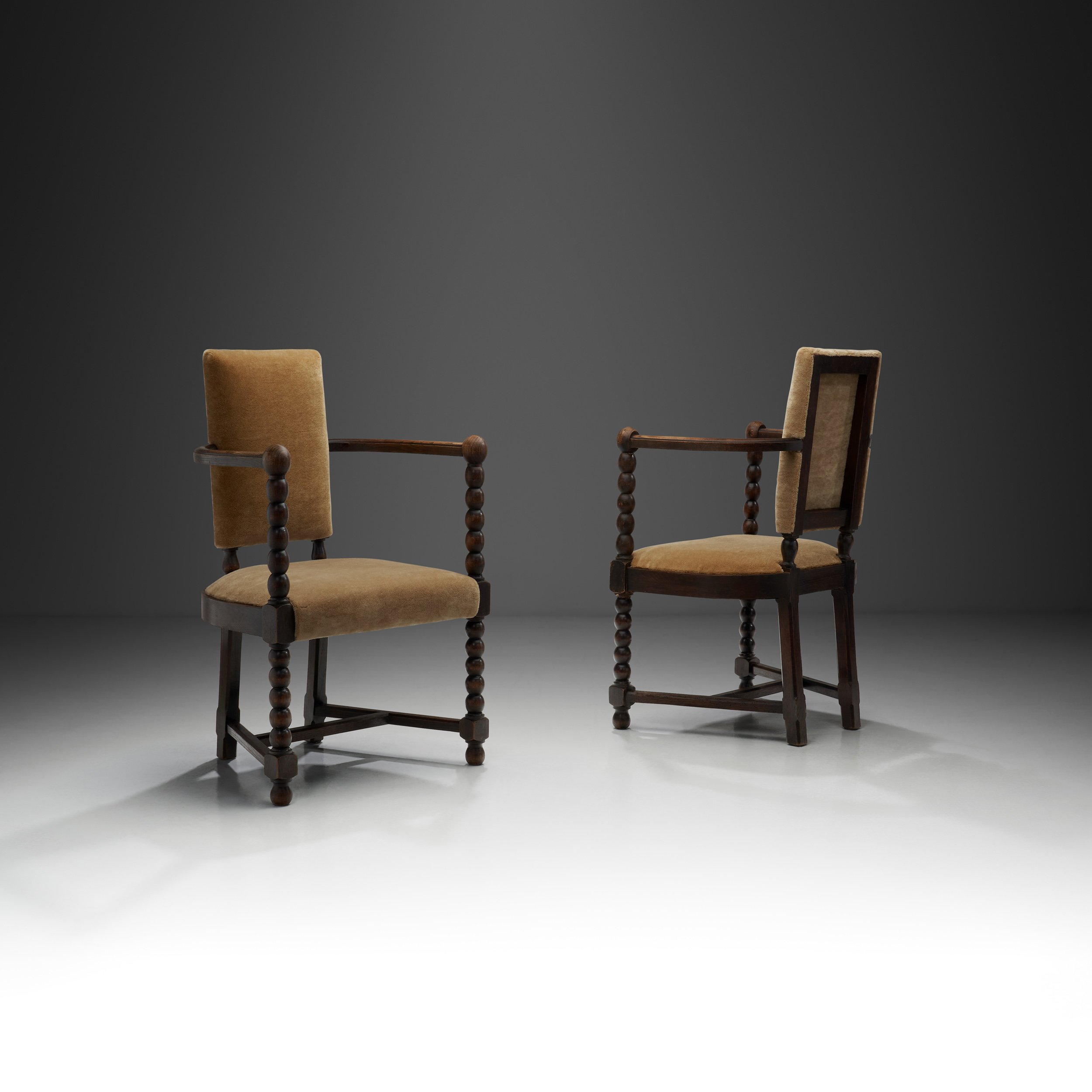 A Pair of Spanish Bobbin Armchairs, Spain 1930s (sold)