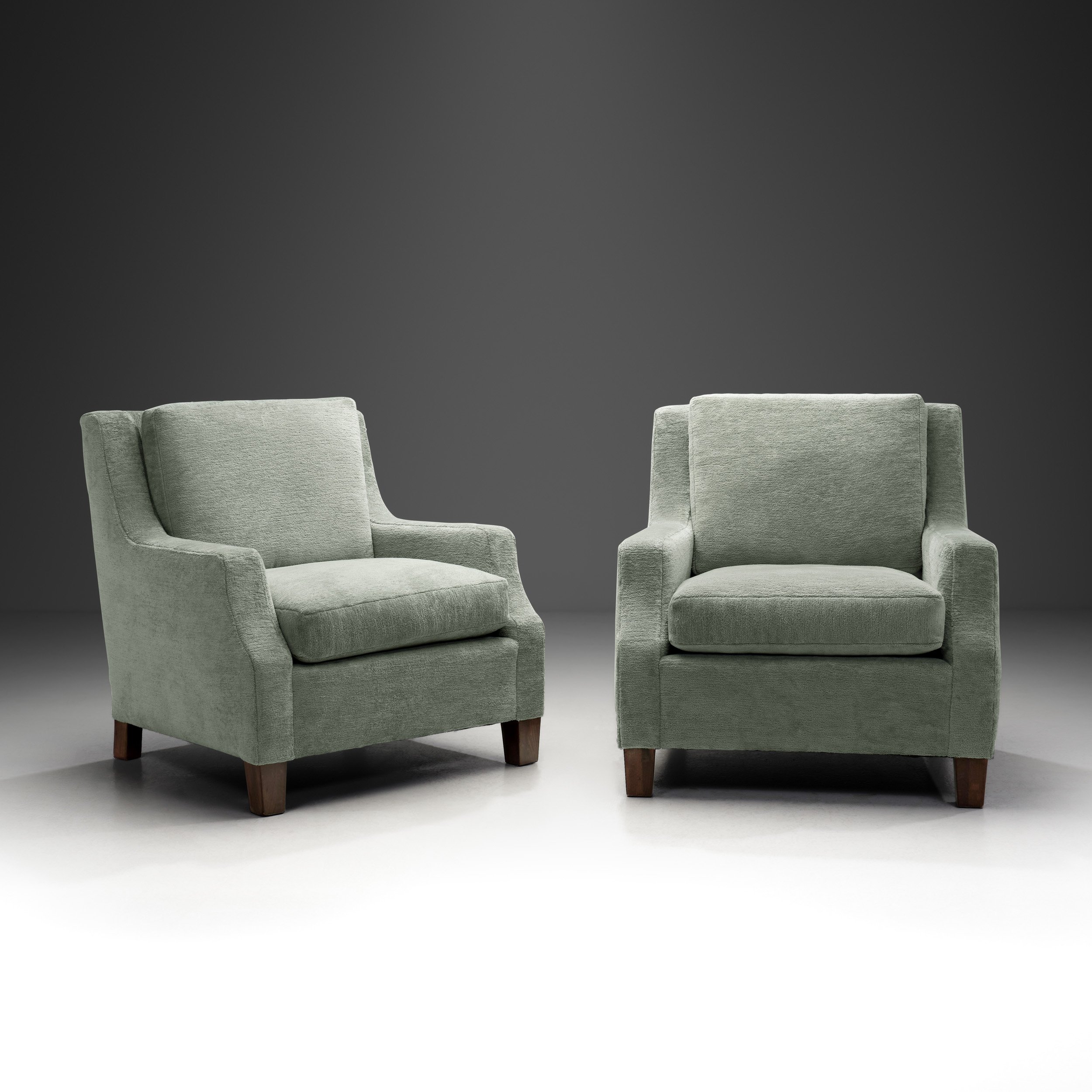 Pair of Art Deco Modernist Armchairs, Europe 1940s