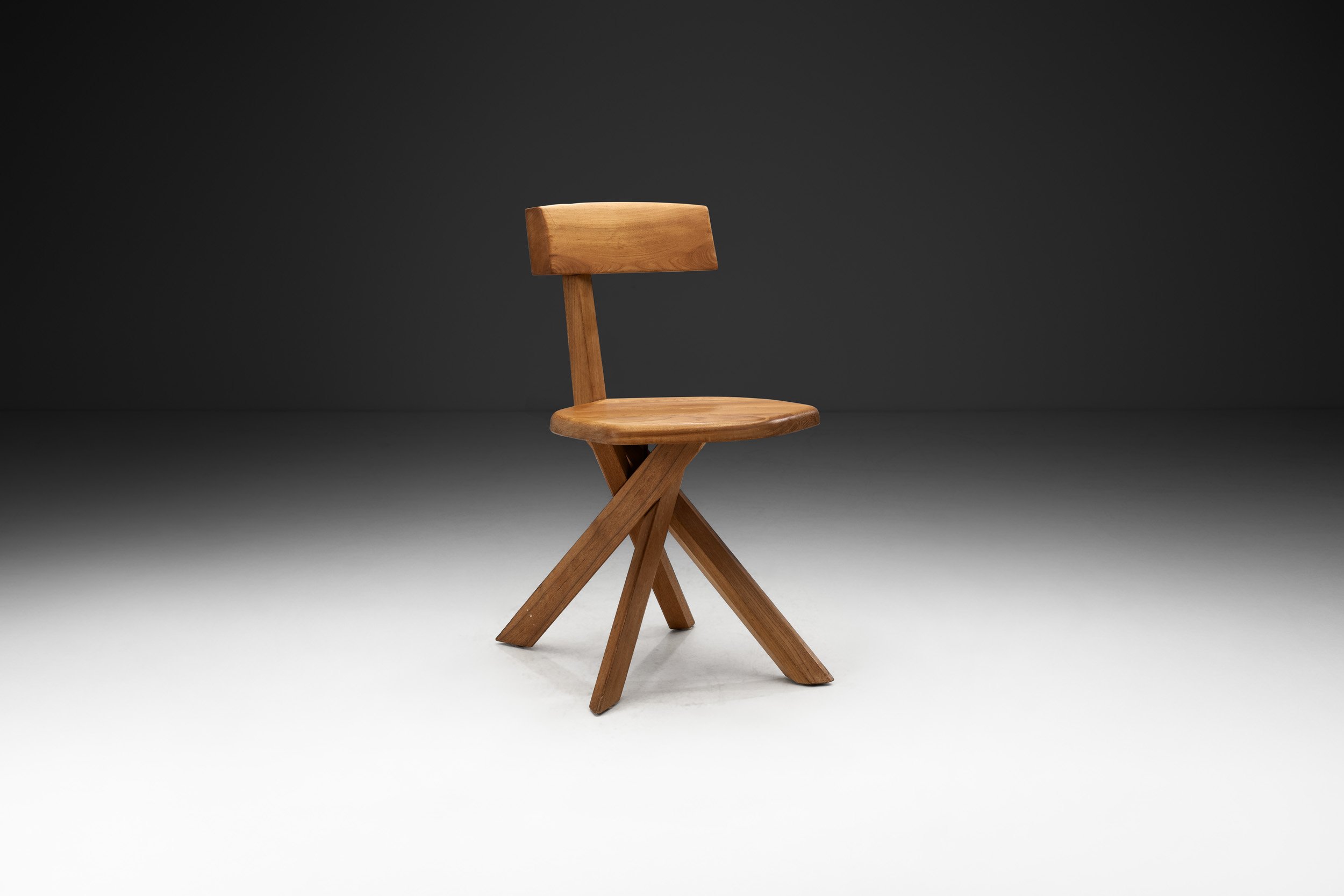 Pierre Chapo "S34" Elm Wood Chair, France 1960s