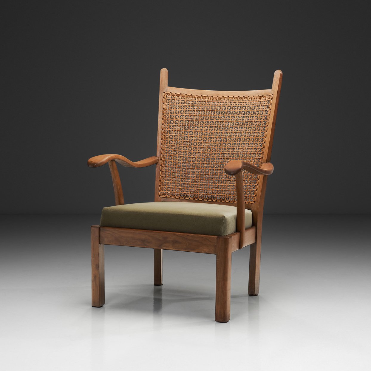 Cane Back Armchair by Bas van Pelt (attr.), The Netherlands 1940s