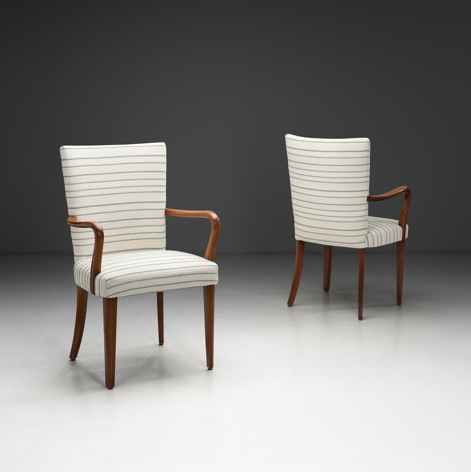 Pair of Stained Oak Armchairs, Europe ca 1940s