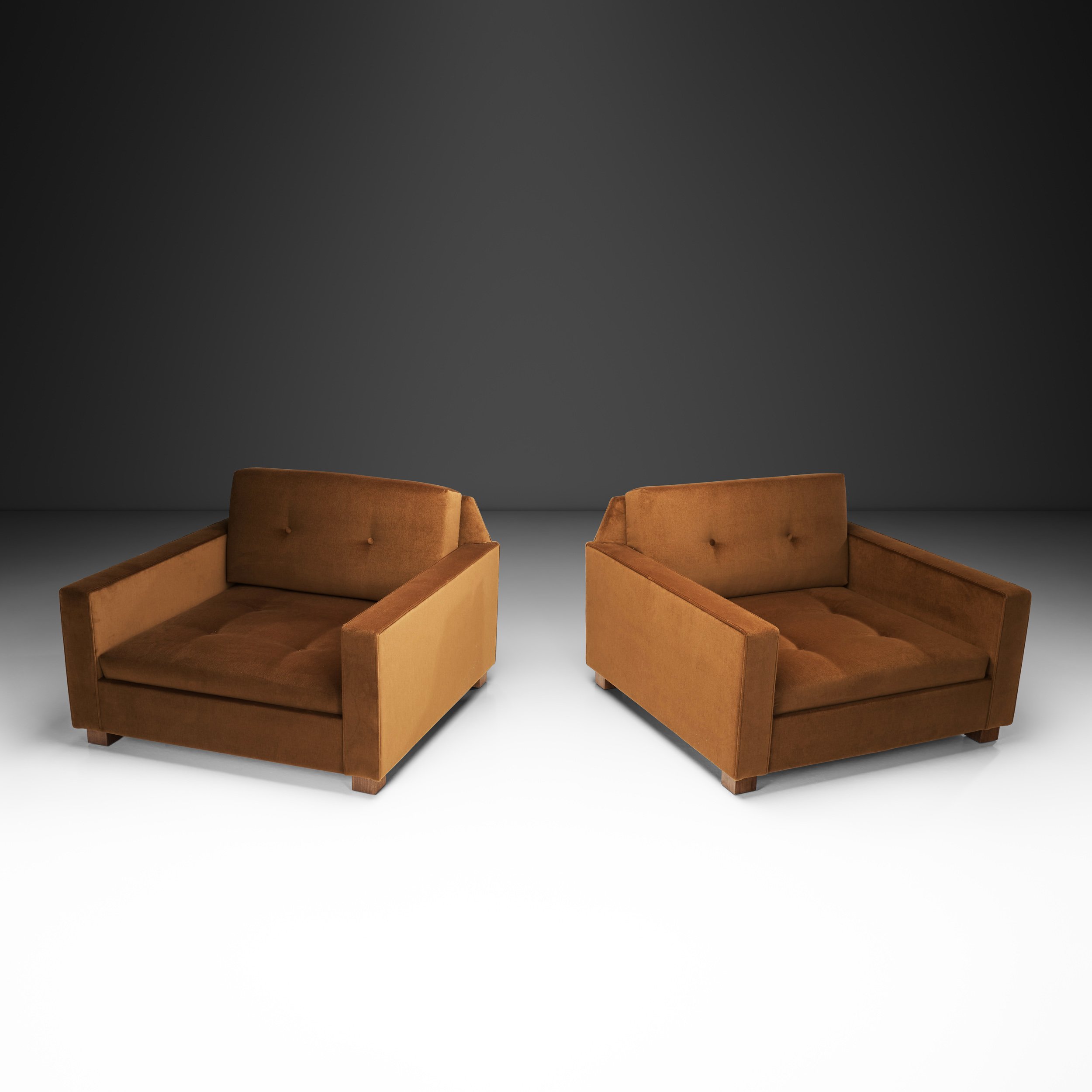 Pair of Upholstered Italian Lounge Chairs, Italy 1960s