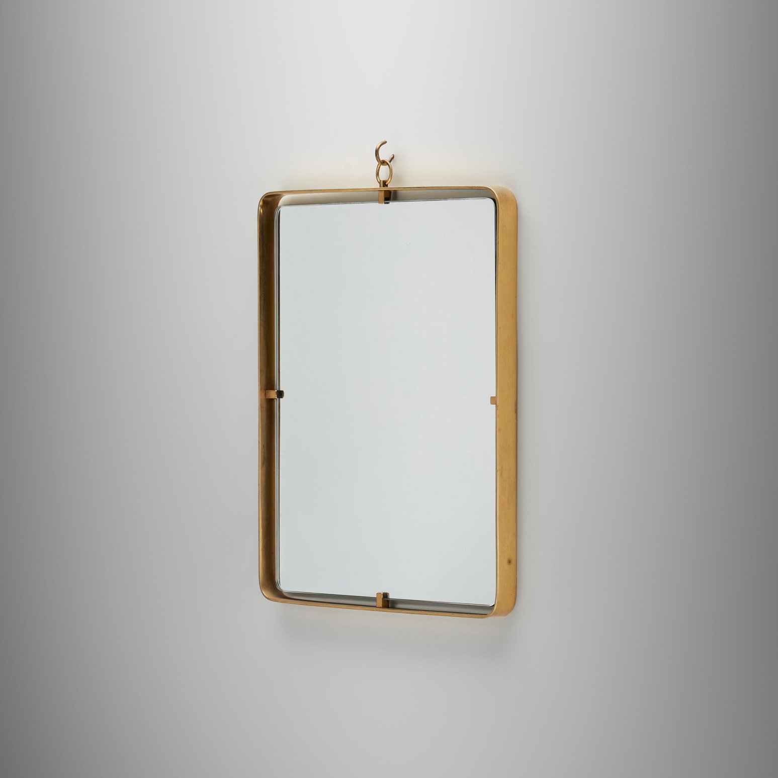Italian Model "2060" Brass Wall Mirror for Fontana Arte, Italy 1950s