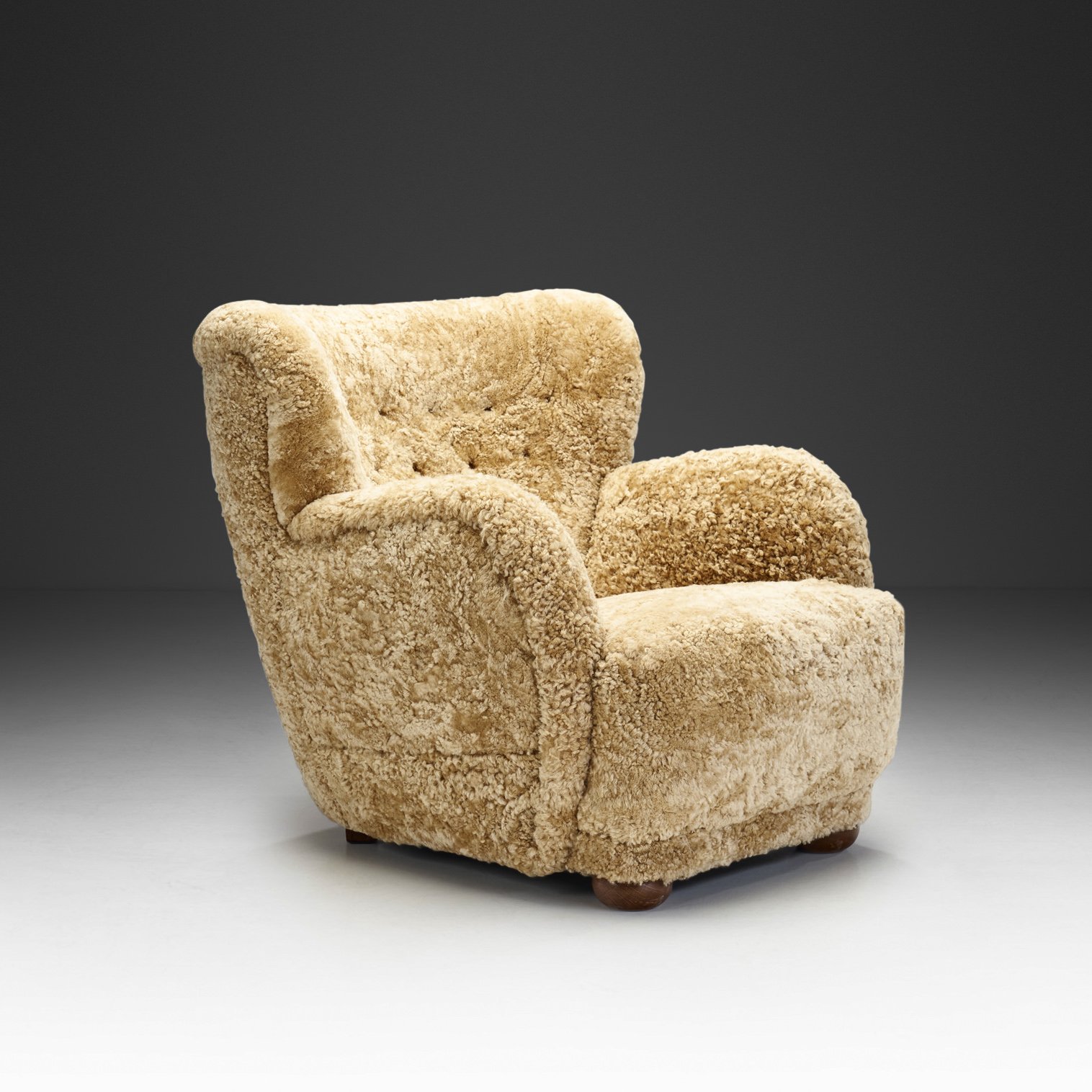 Danish Cabinetmaker Armchair in Warm Sheepskin, Denmark ca 1950s