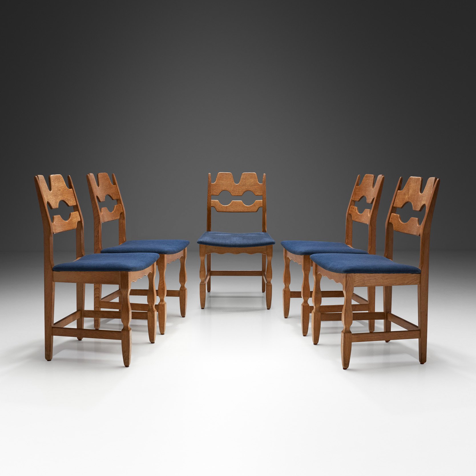Set of Five Razorblade Dining Chairs by Henning Kjærnulf for Nyrup Møbelfabrik, Denmark 1960s