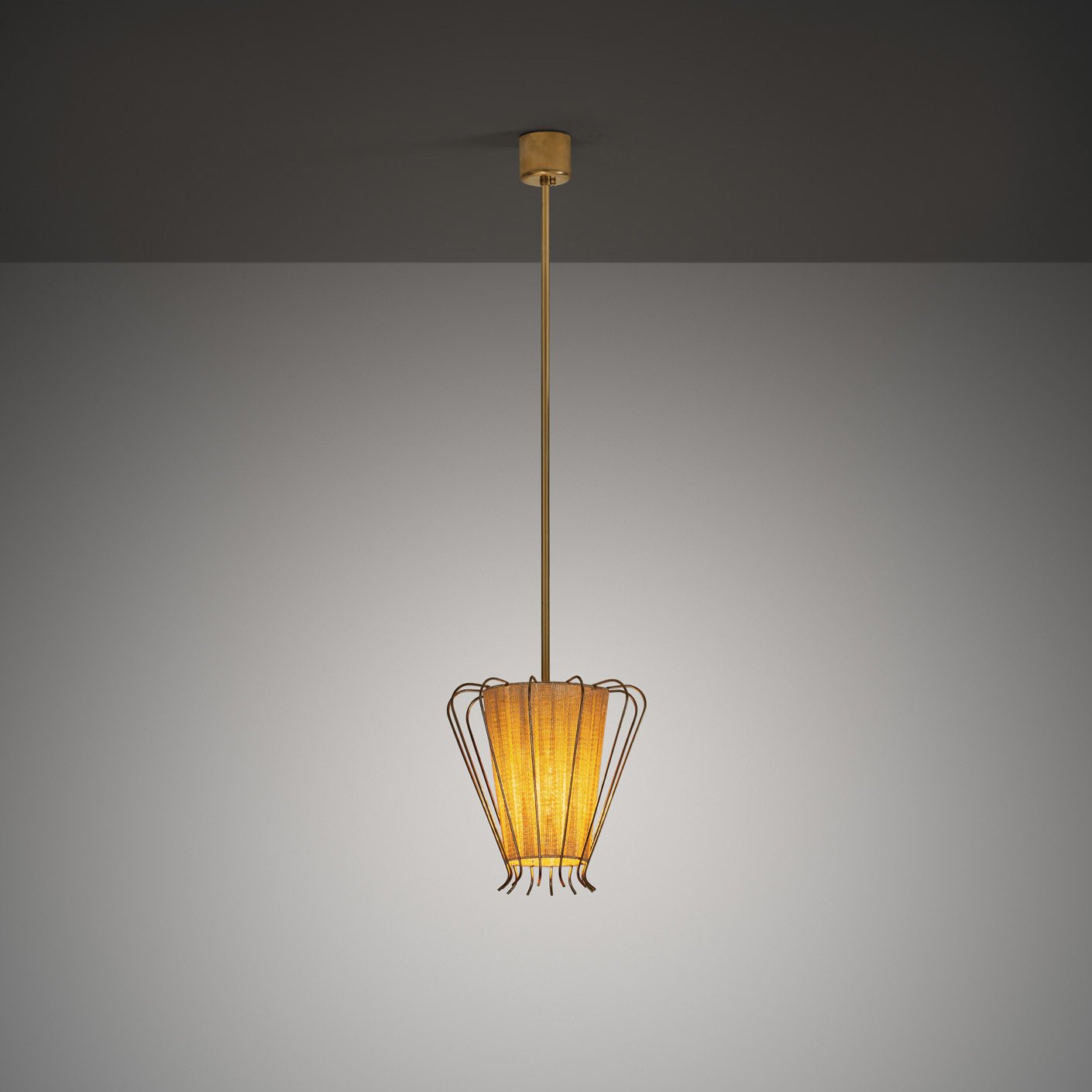 Brass Structured Hanging Lamp with Organic Lacing, Sweden 1960s