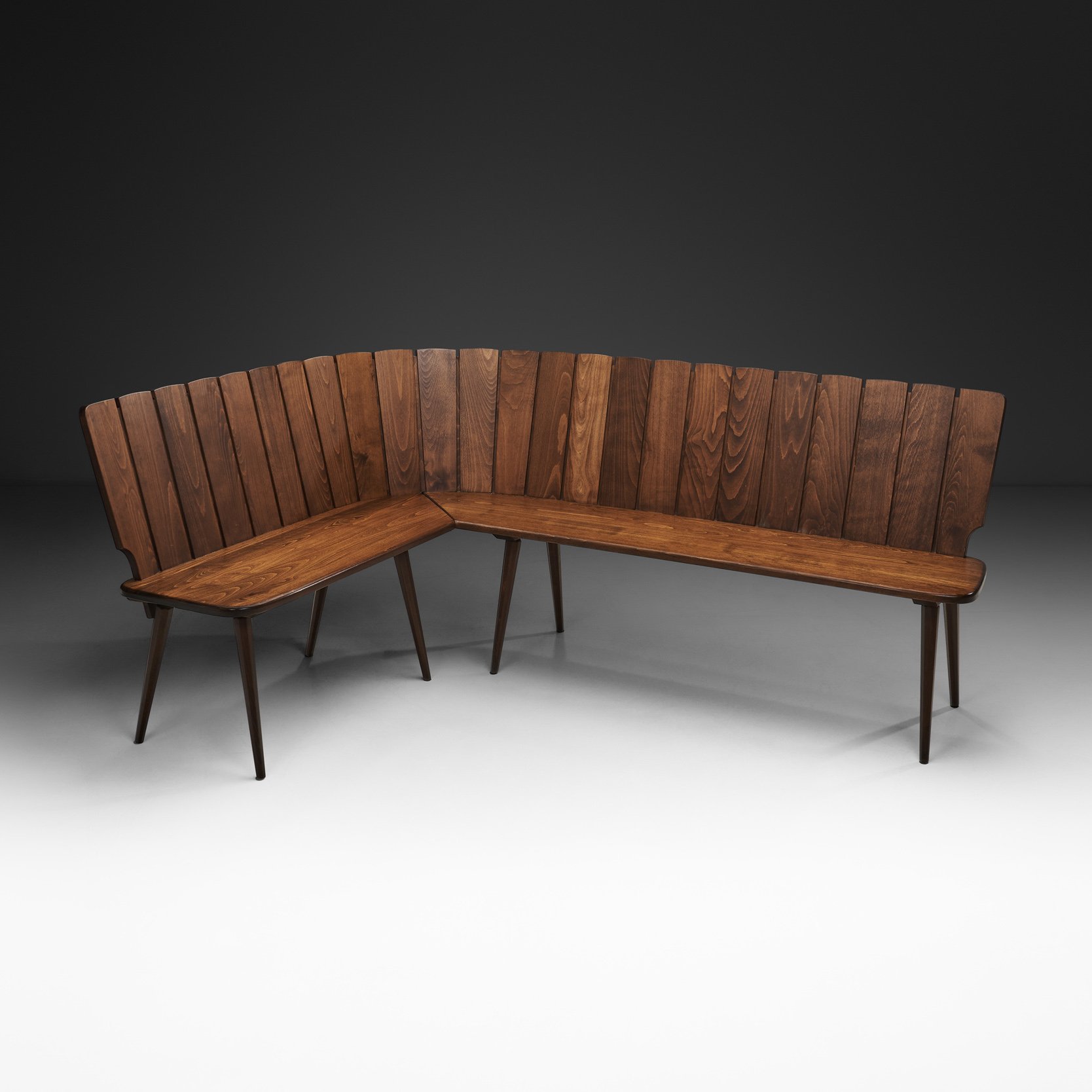 Brutalist L-Shaped Corner Bench in Oak, Europe Mid-20th Century