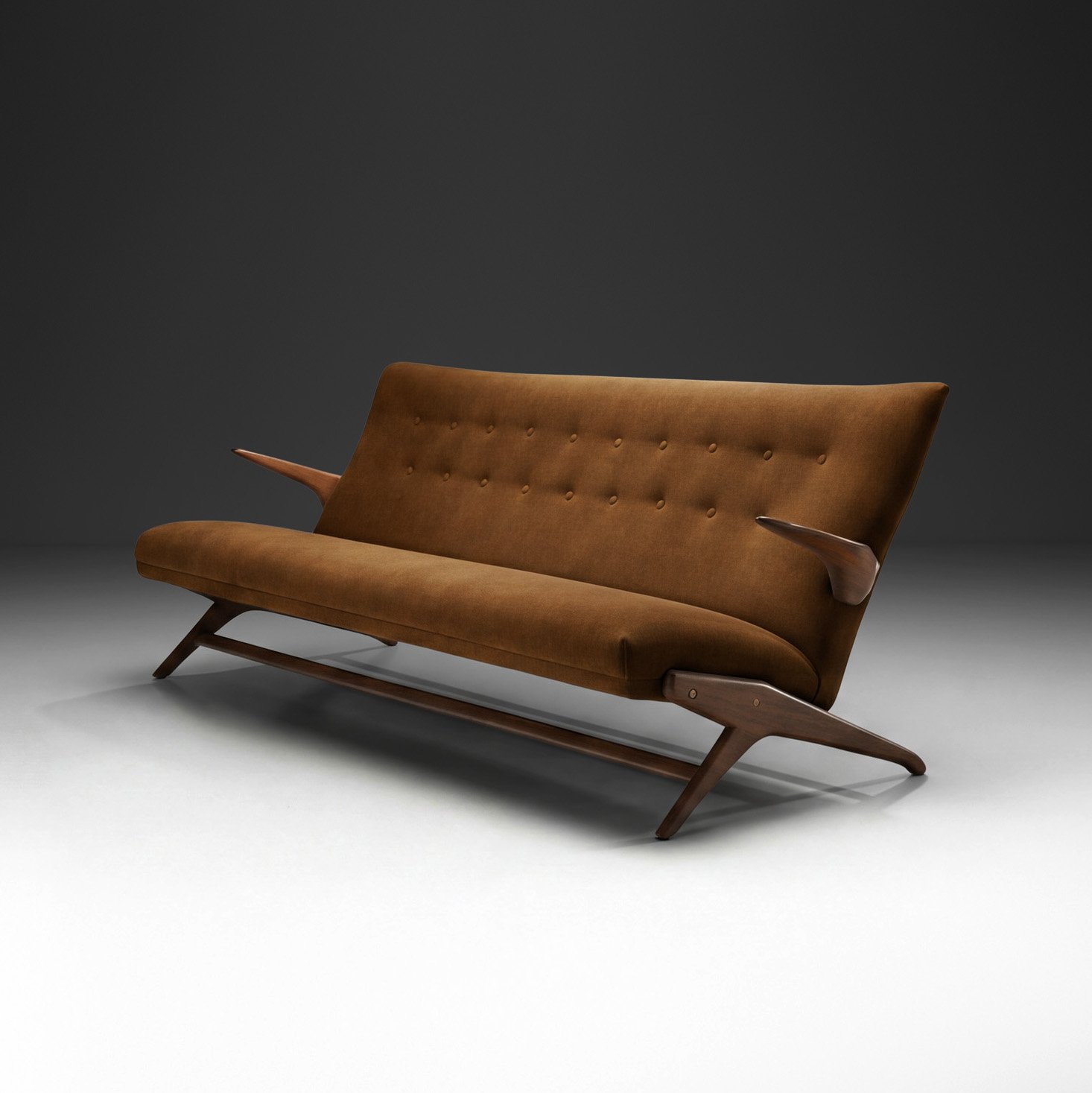 Three-Seater Sofa in Brown Mohair, Denmark 1950s