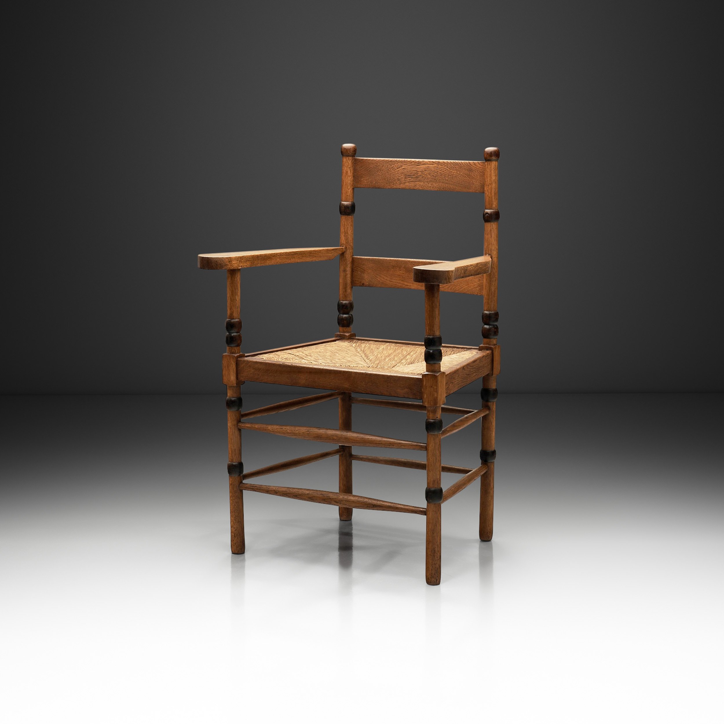 Amsterdamse School Oak Chair by Jac Levee, The Netherlands 1930s