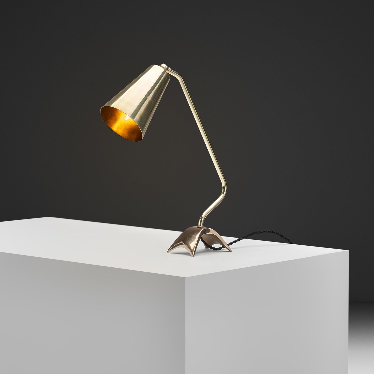 Adjustable Brass Table Lamp with Dynamic Stand, Europe 1960s