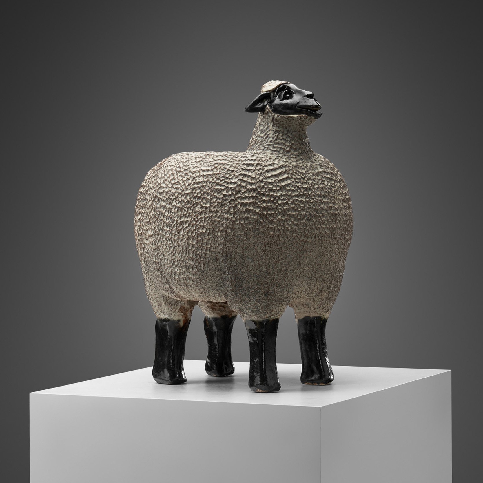 Klas-Göran Klaesson Sheep Sculpture in Stoneware, Sweden 1991