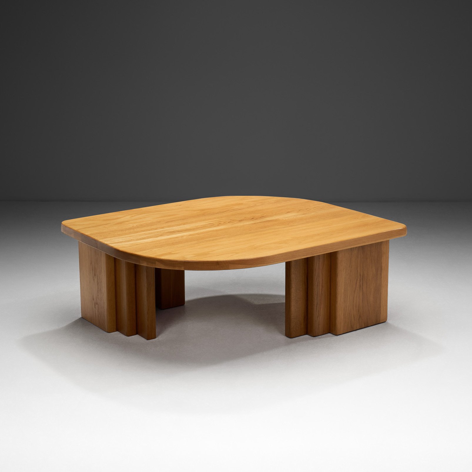 Solid Oak Leaf-Shaped Coffee Table, Europe 1970s (sold)