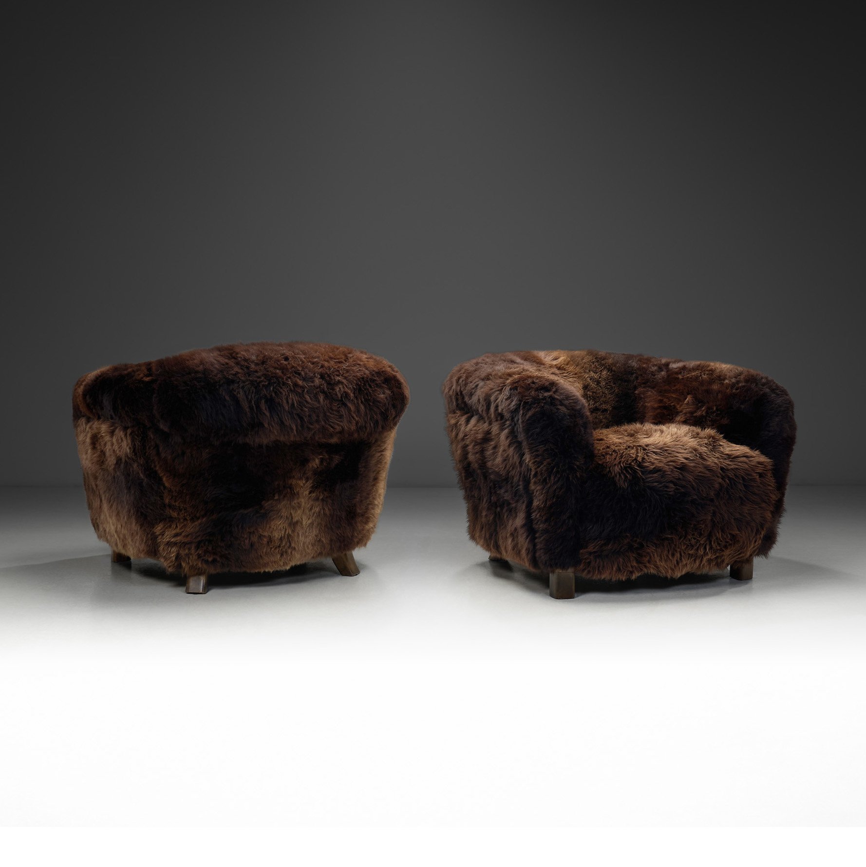 A Pair of Swedish Modern Club Chairs in Longhair Sheepskin, Sweden 1930s (sold)