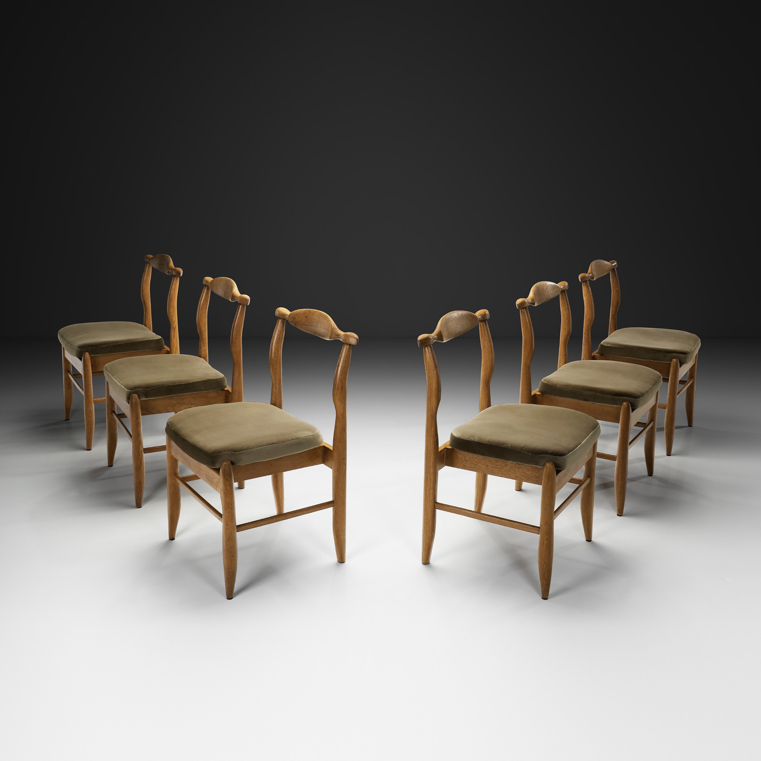 Set of Six Guillerme et Chambron "Fumay" Dining Chairs for Votre Maison, France 1960s