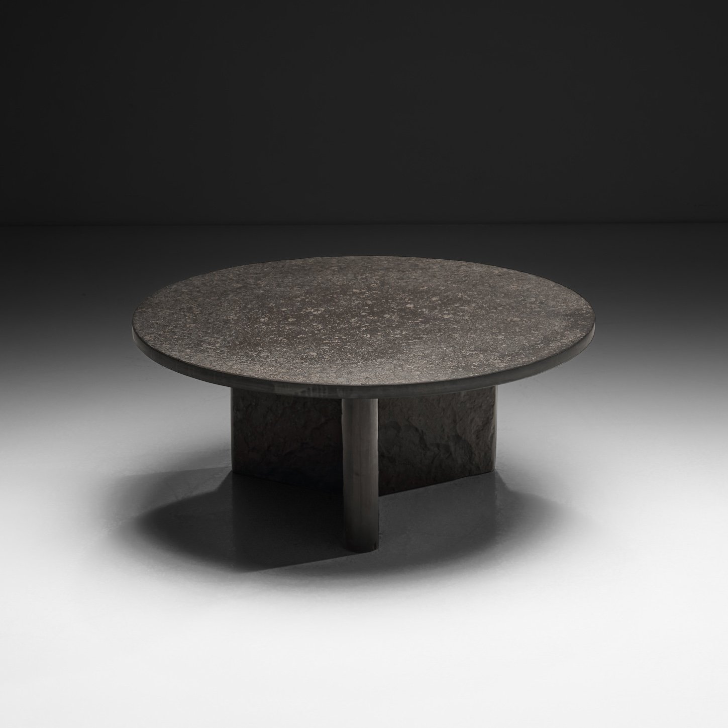 Solid Round Stone Top Coffee Table, Europe Mid-20th Century