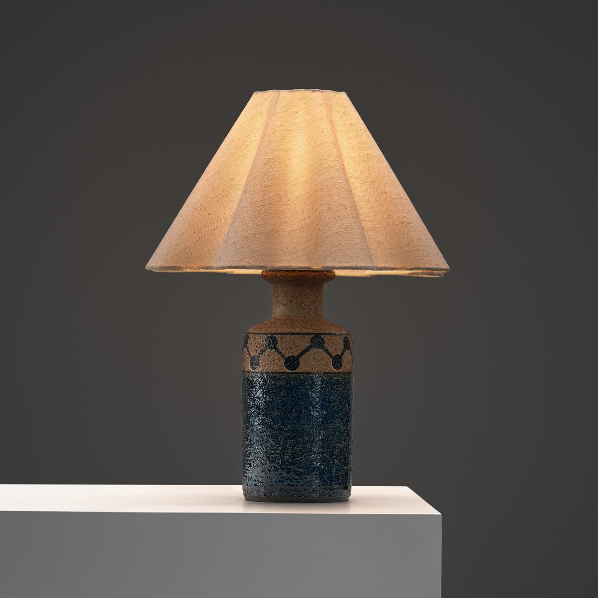 Partially Glazed Stoneware Table Lamp by Søholm, Denmark Second Half of the 20th Century