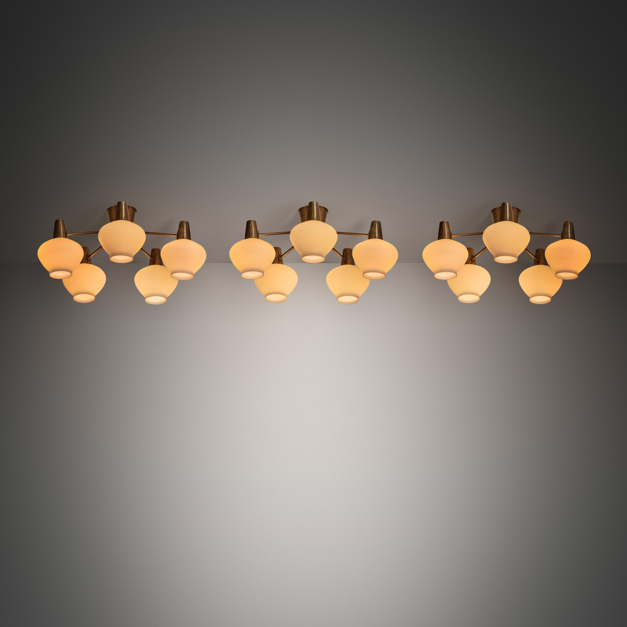 Set of Three Ceiling Lamps by Hans Bergström for ASEA, Sweden Mid-20th Century (sold)