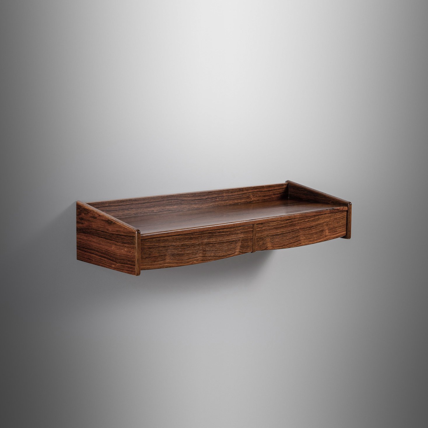 Wooden Wall-Mounted Console with Double Drawers, Europe Mid-20th Century