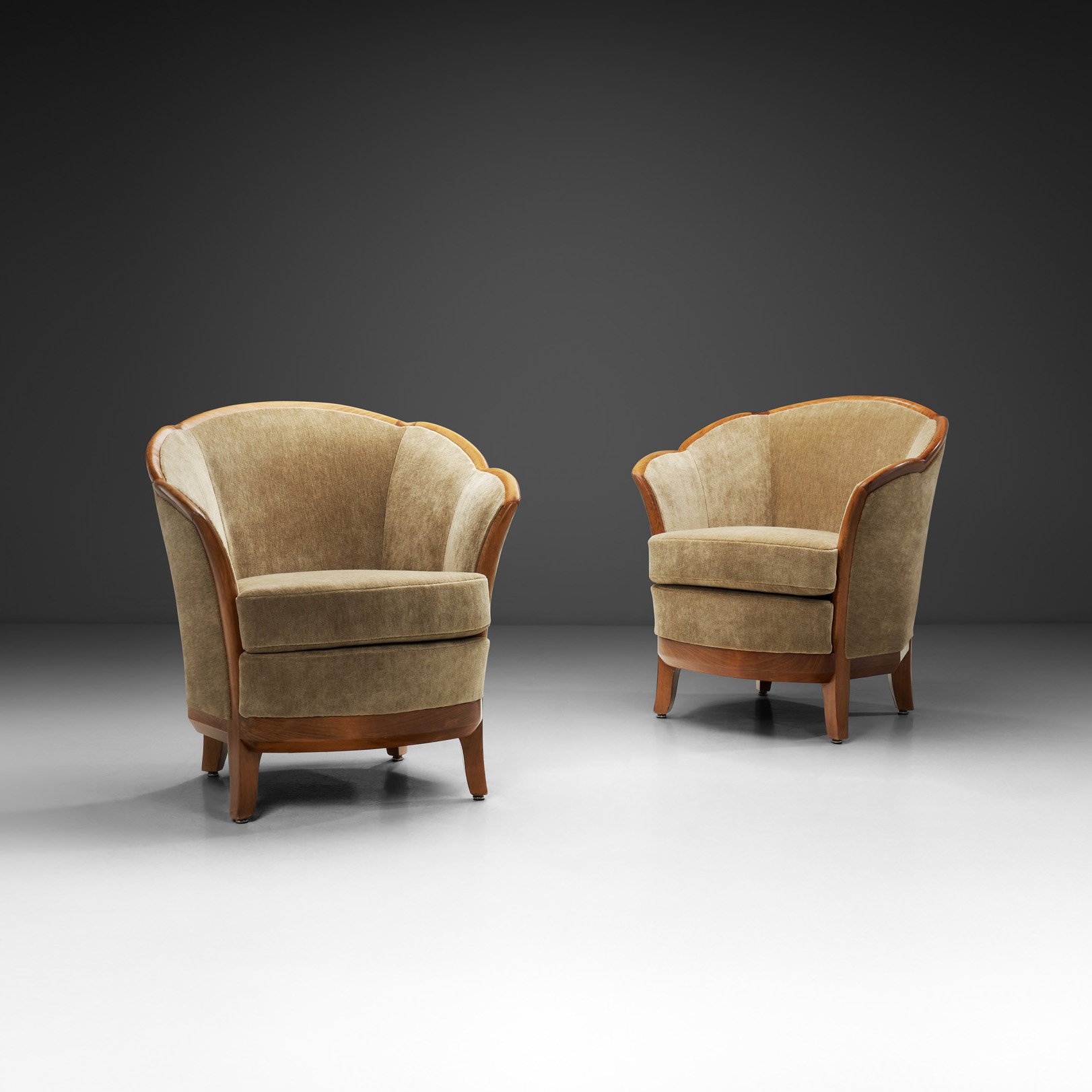 Pair of Upholstered Art Deco Lounge Chairs, Europe First half of the 20th Century (sold)