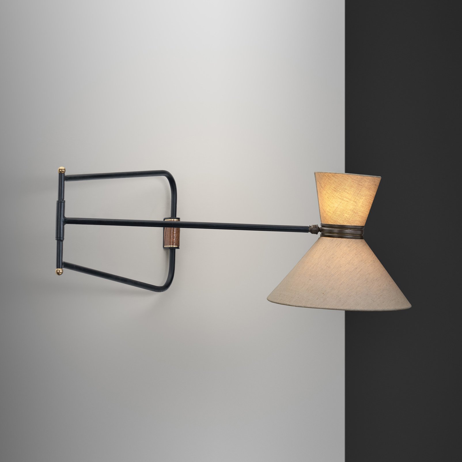 Adjustable Wall Lamp with Diabolo Shade for Lunel, France Mid-20th Century