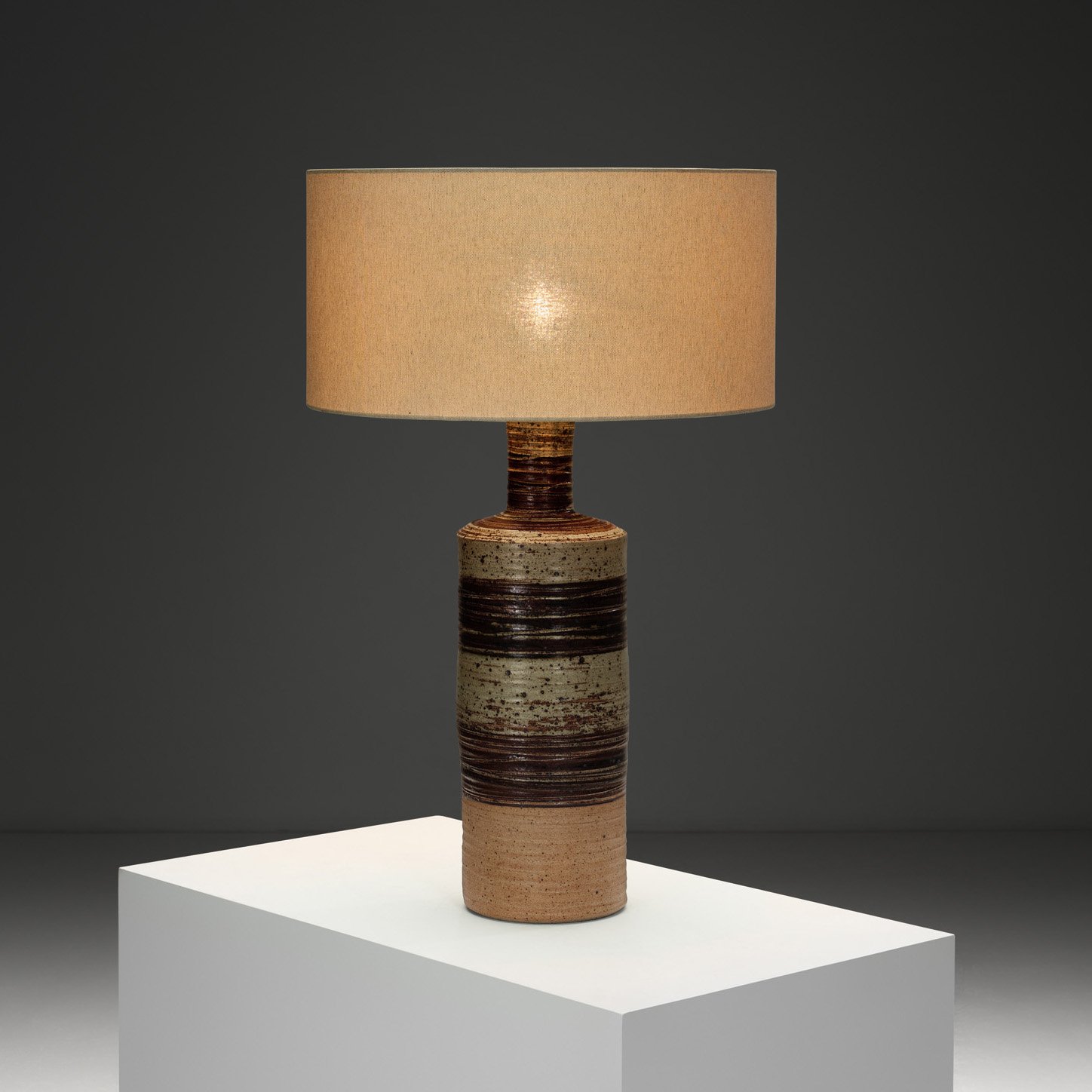 Large Glazed Stoneware Table Lamp by Tue Poulsen, Denmark ca 1950s