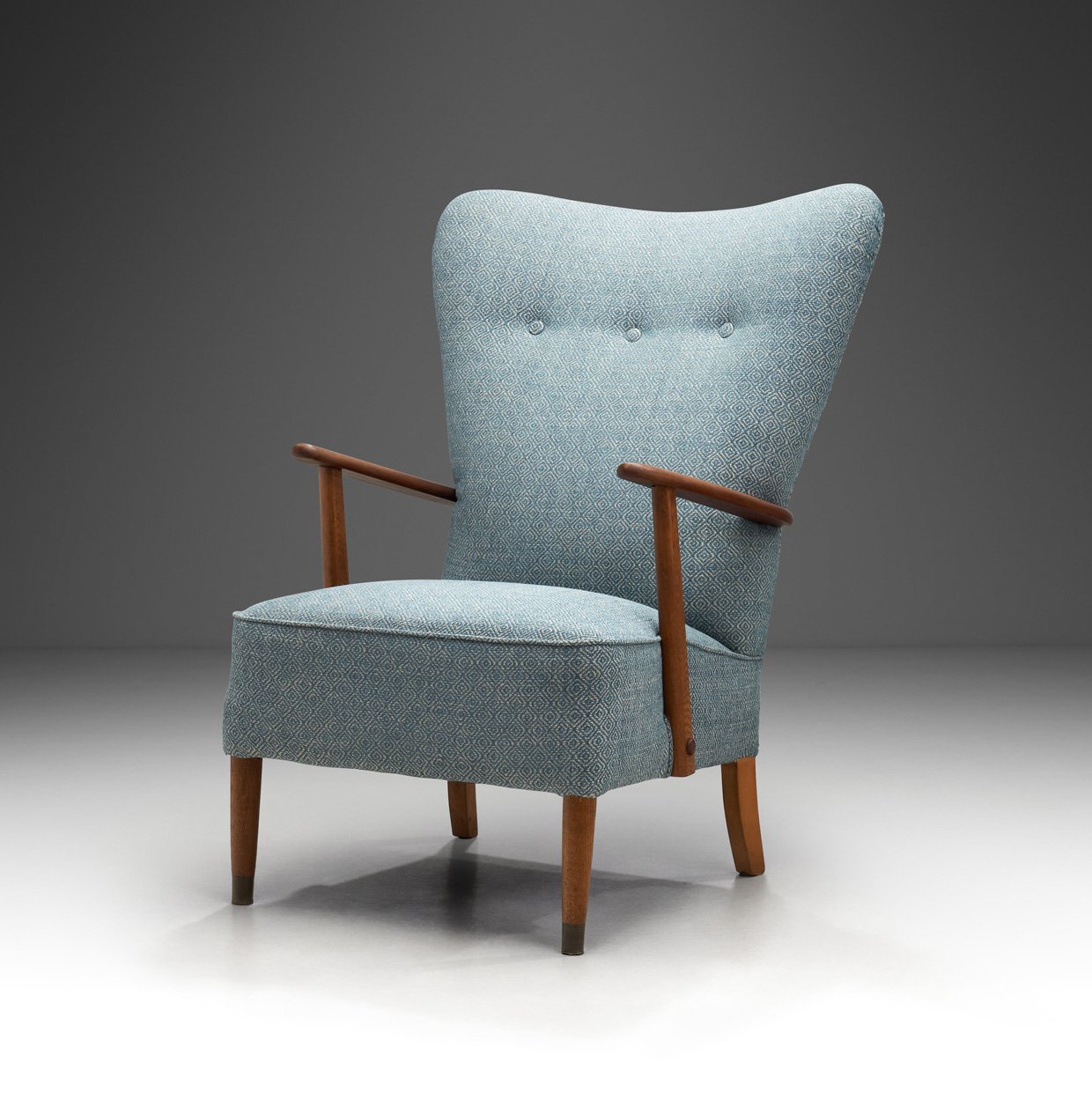 Danish Armchair with Brass Capped Legs, Denmark circa 1950s