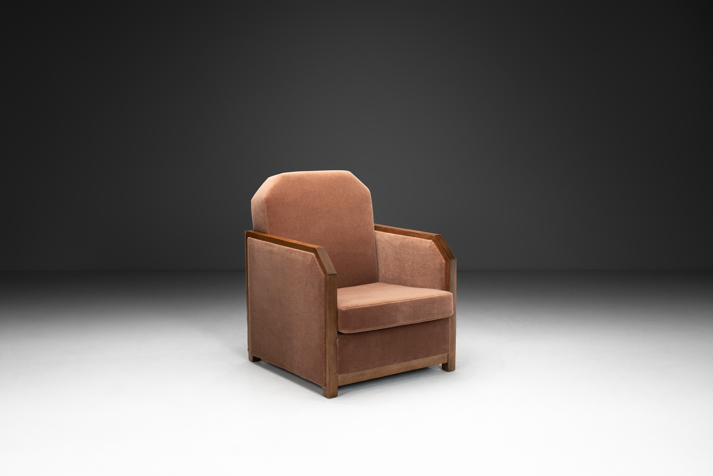 Art Deco Armchair Reupholstered in Burnt Orange, Europe 1930s