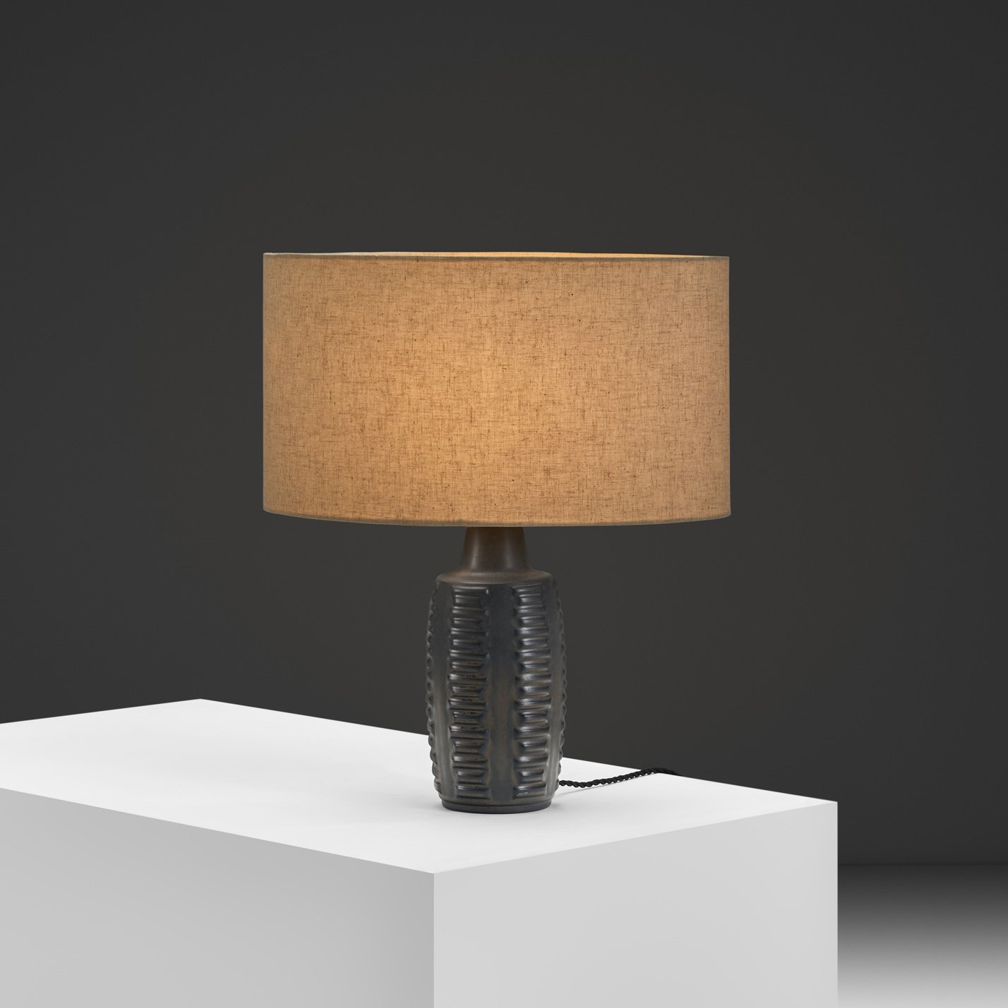 Model "1034" Grey Glazed Stoneware Table Lamp by Einar Johansen for Søholm, Denmark ca 1950s