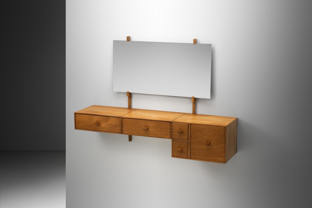 slim fit dress slacks Wall Mounted Dressing Table Set with Mirror and Table Stool-Grey –  GardenArch main image 1