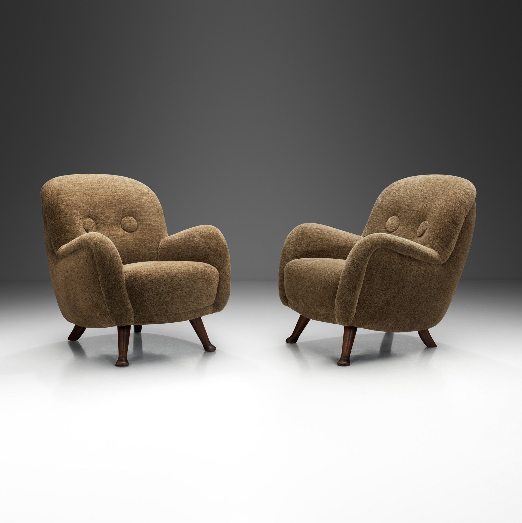 Pair of Upholstered Berga Möbler Armchairs, Sweden 1940s